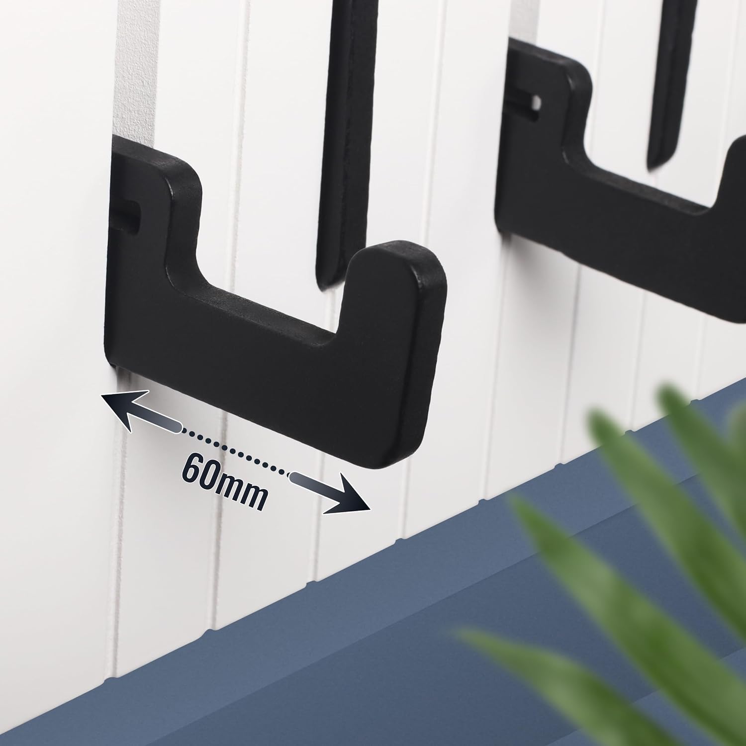 Thumbnail 4 de RICOO Patère murale pour enfants WM1886-M en bois noir et blanc (39 x 15 x 2 cm) avec 8 crochets