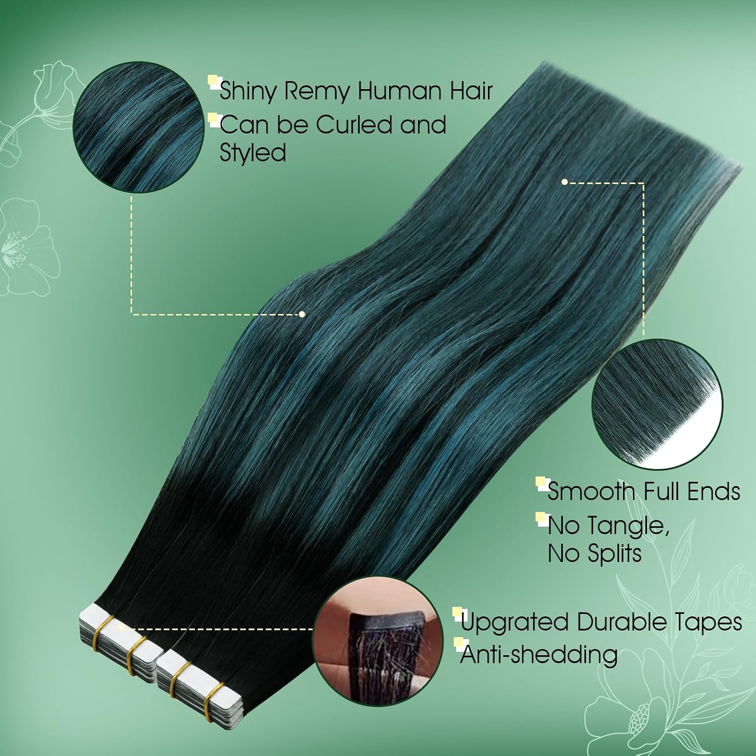 Detalle 2 de RUNATURE Tape-In Hair Extensions, 16-Inch