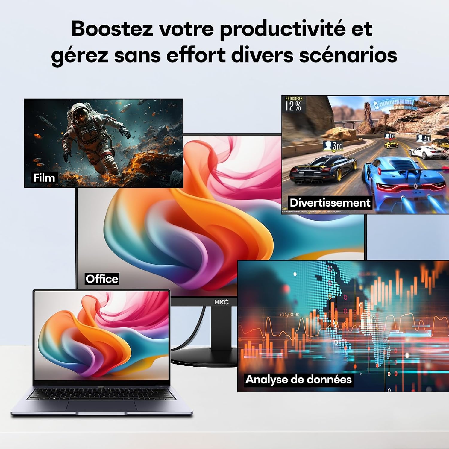 Detalle 2 de HKC Moniteur 27 pouces 144 Hz IPS Full HD 1080p – Adaptive Sync, 99% sRGB, 5 ms, HDMI & VGA, VESA 100×100