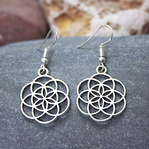 Detalle de SIMBOLIKS Pendientes Semilla de la Vida: Geometría Sagrada para Yoga y Meditación