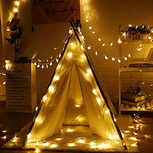 Detalle de Adispotg Luces de Hadas Estrella 20ft con 40 LEDs, batería, 2 modos