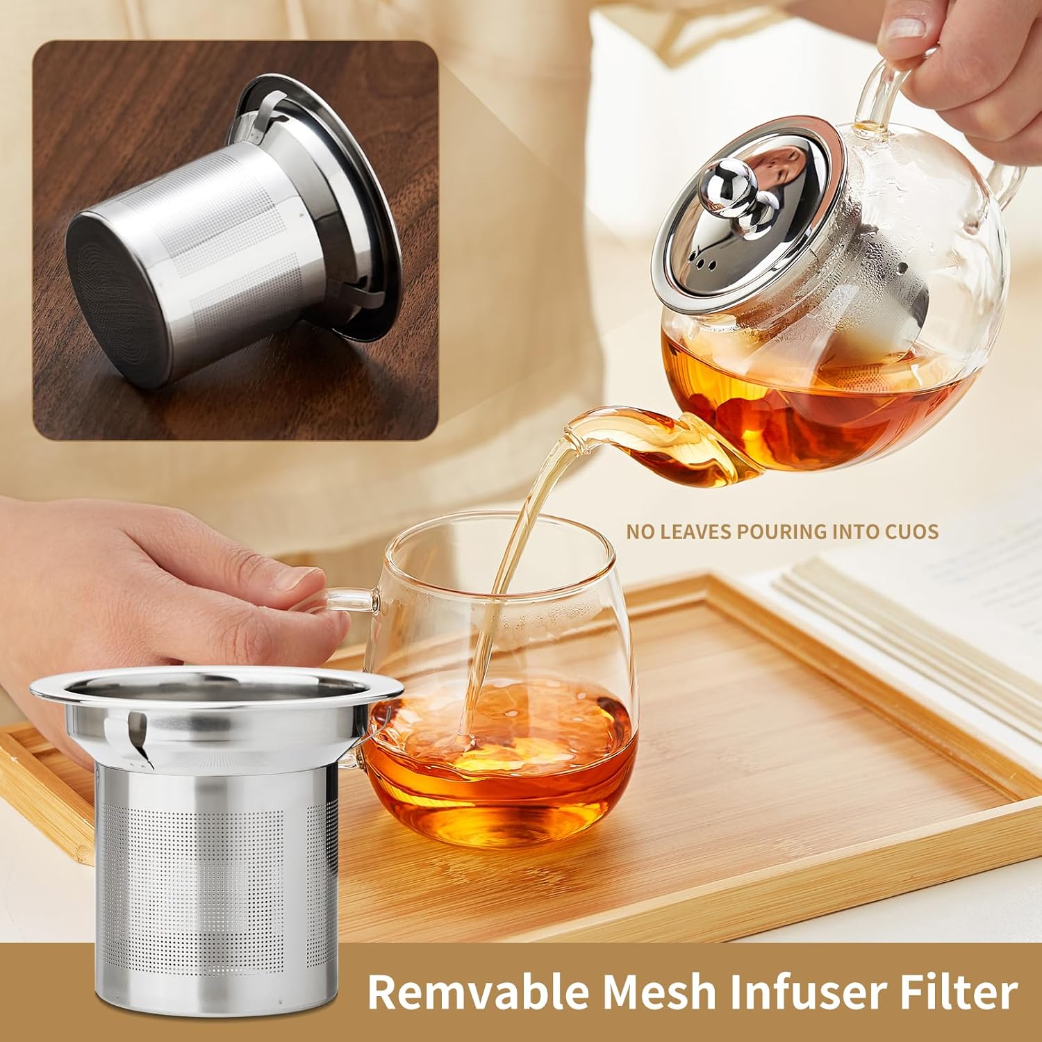 Detalle 2 de ClearTea Maker Glass Teapot 600ml ๐ต