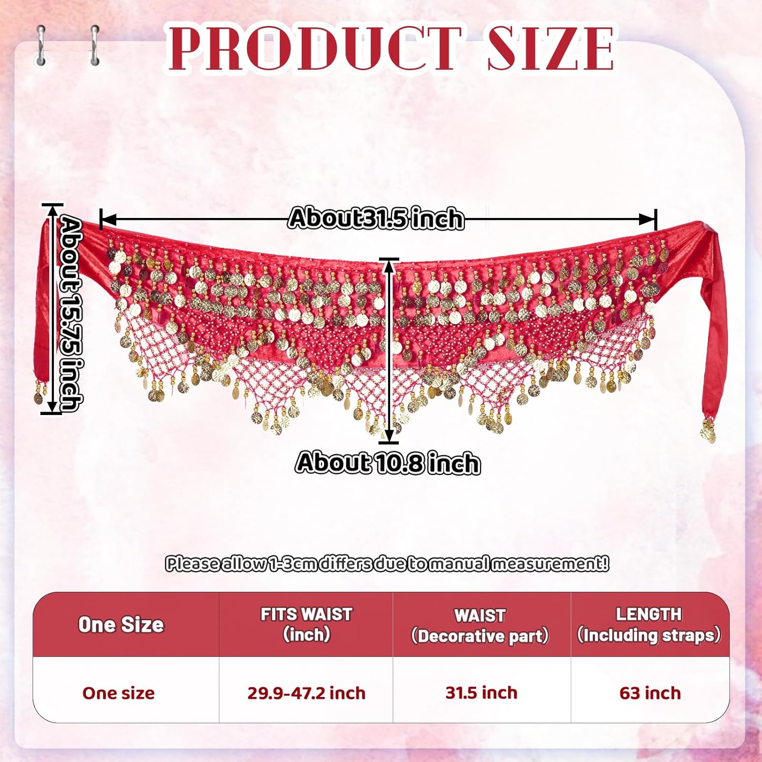 Thumbnail 2 de Baisdan Ceinture Danse Orientale Femme – Foulard et ceinture de hanches en mousseline brodée à la main