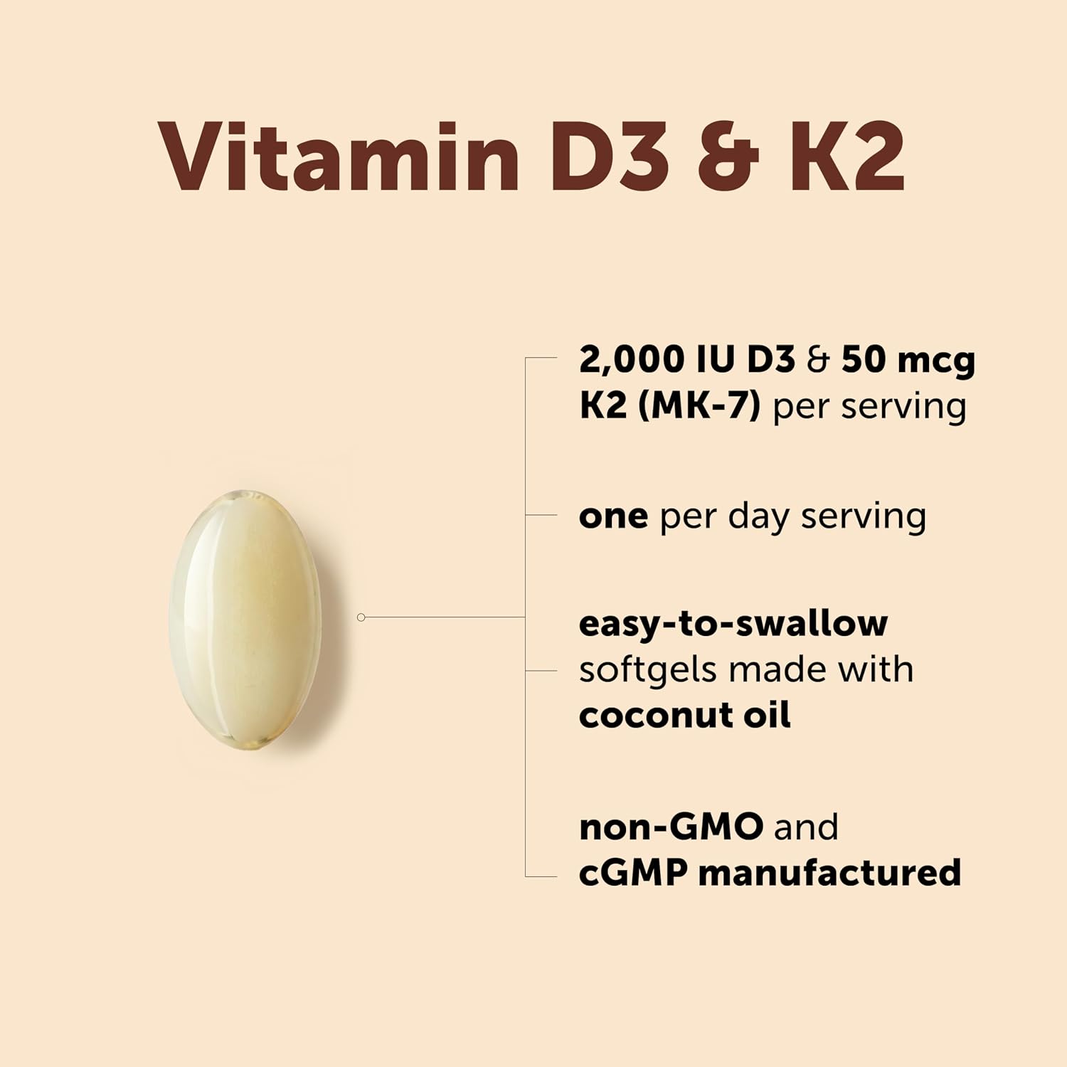 Detalle de Micro Ingredients Vitamin D3 + K2 Softgels, 300 Softgels