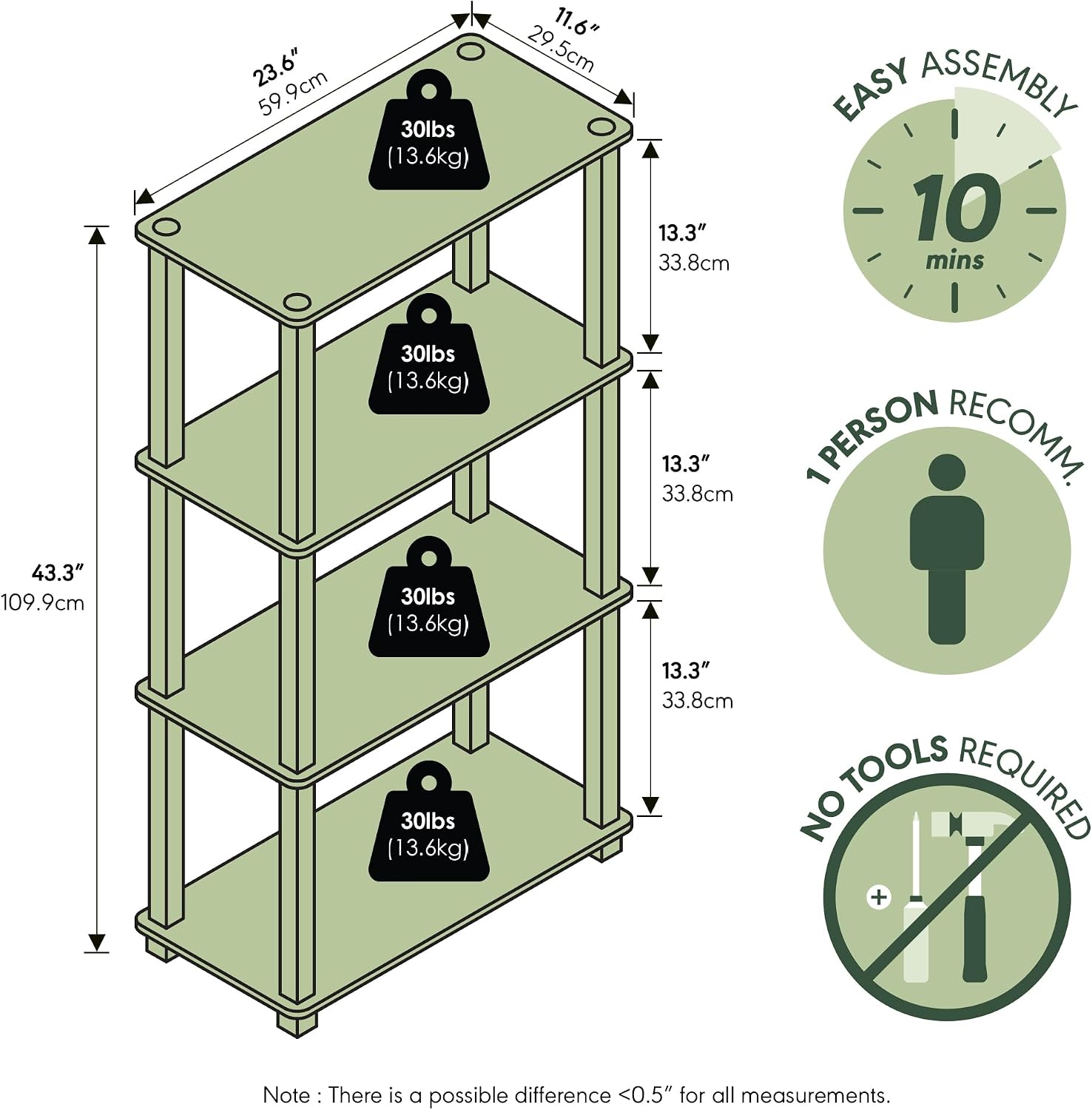 Detalle de Furinno Turn-N-Tube 4-Tier Shelf