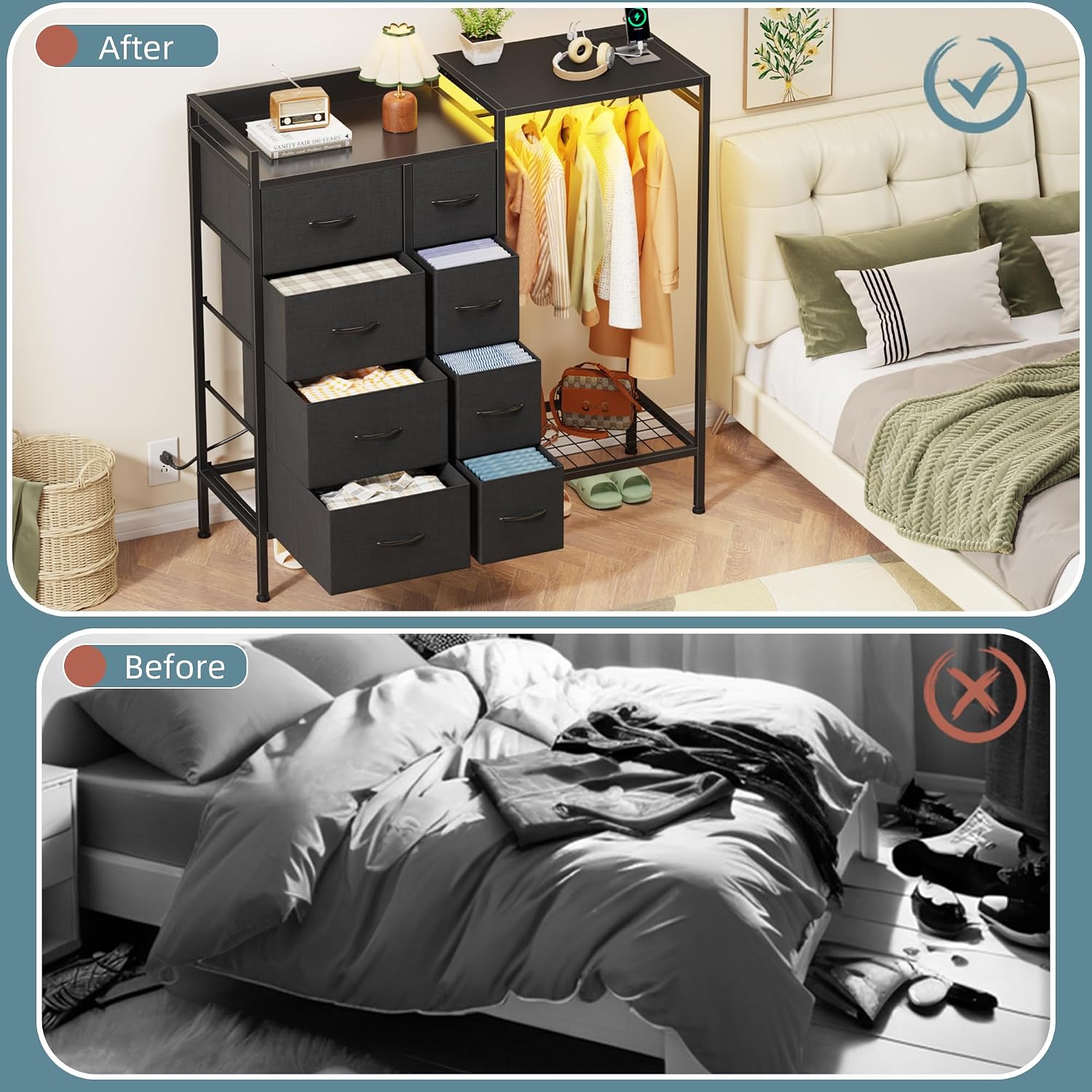 Detalle de HIGDBFE 8-Drawer Dresser, 11.8-Inch Deep