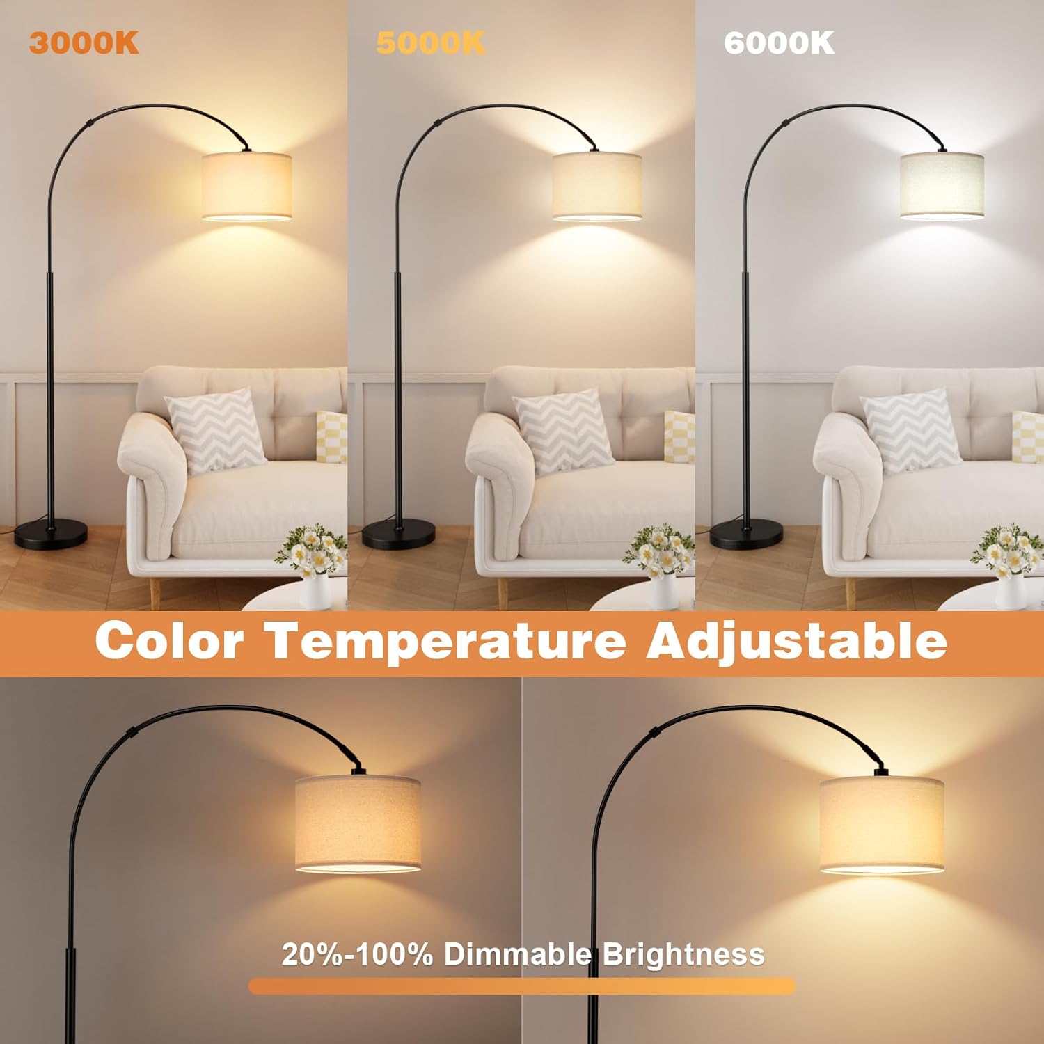 Thumbnail 1 de PreeOtti Arc Floor Lamp: Remote-Controlled, Dimmable 3-Colour Temperatures at 180cm Arc