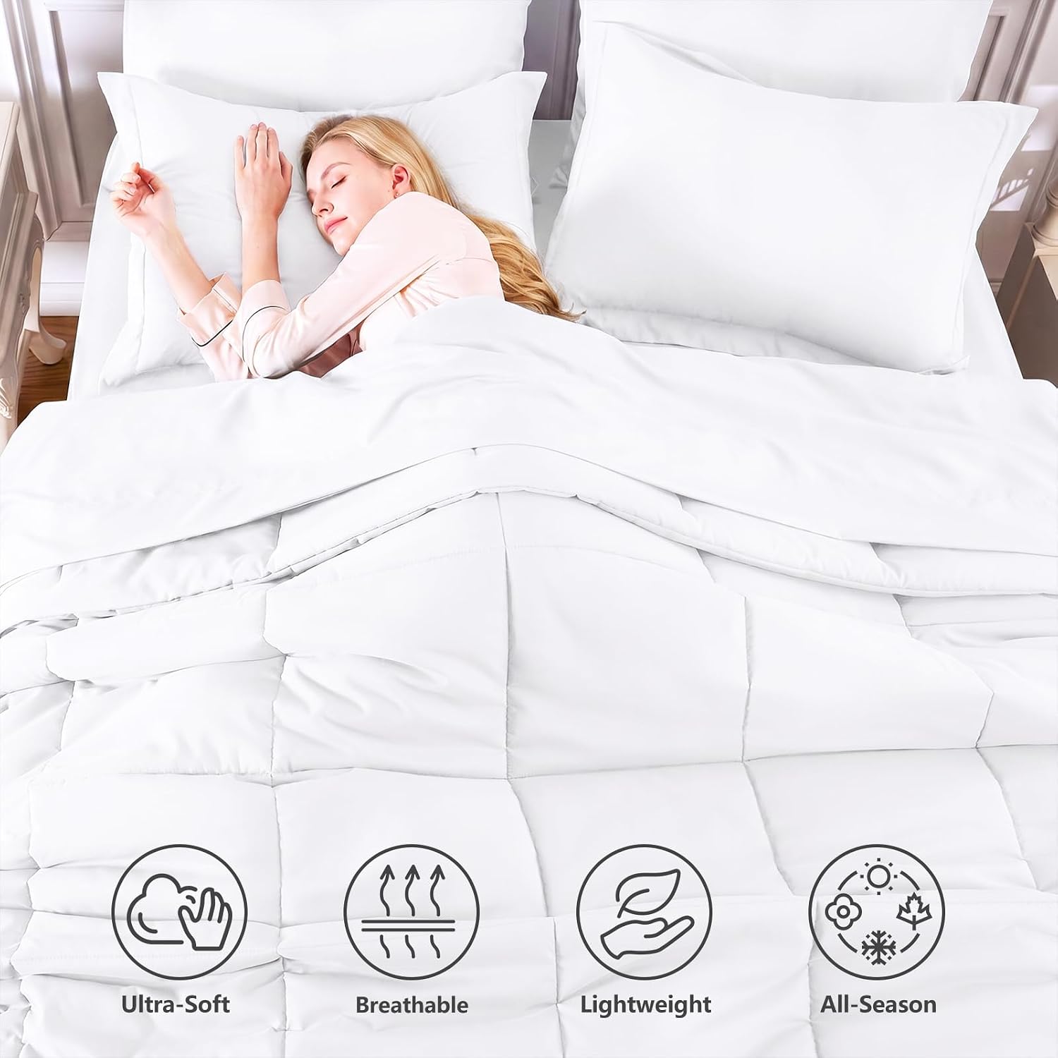 Thumbnail 1 de CozyLux Twin XL Comforter Set White – 5-Piece All-Season Bedding in a Bag