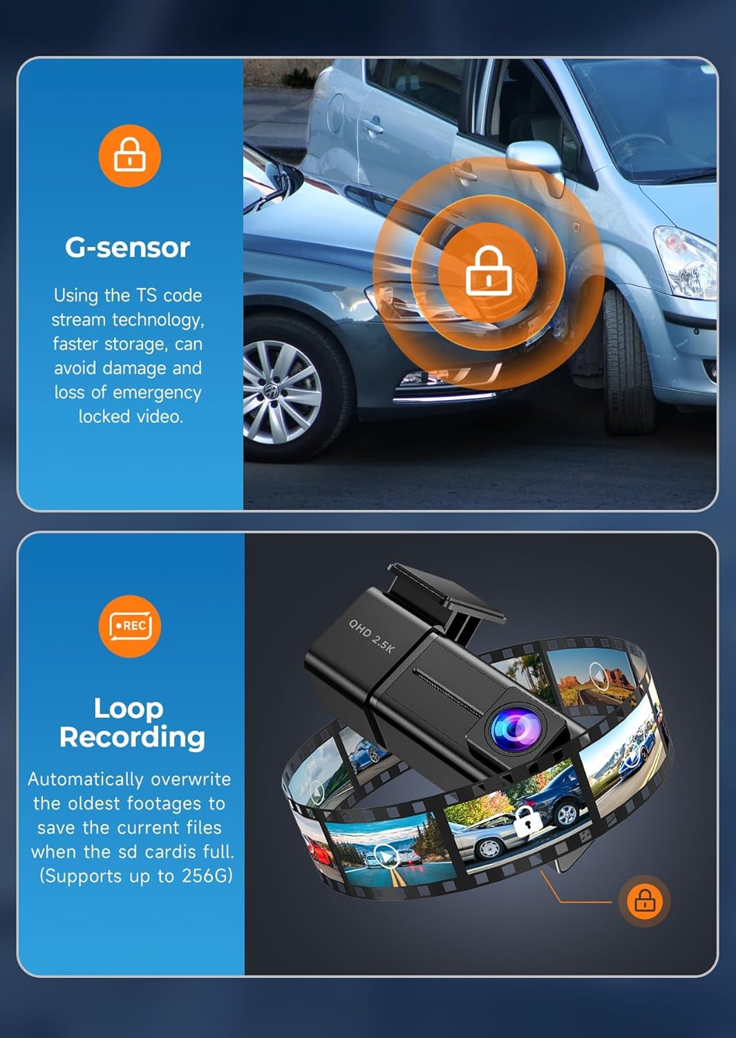 Thumbnail 5 de Dash Cam Front WiFi 2.5K 1440P Car Camera