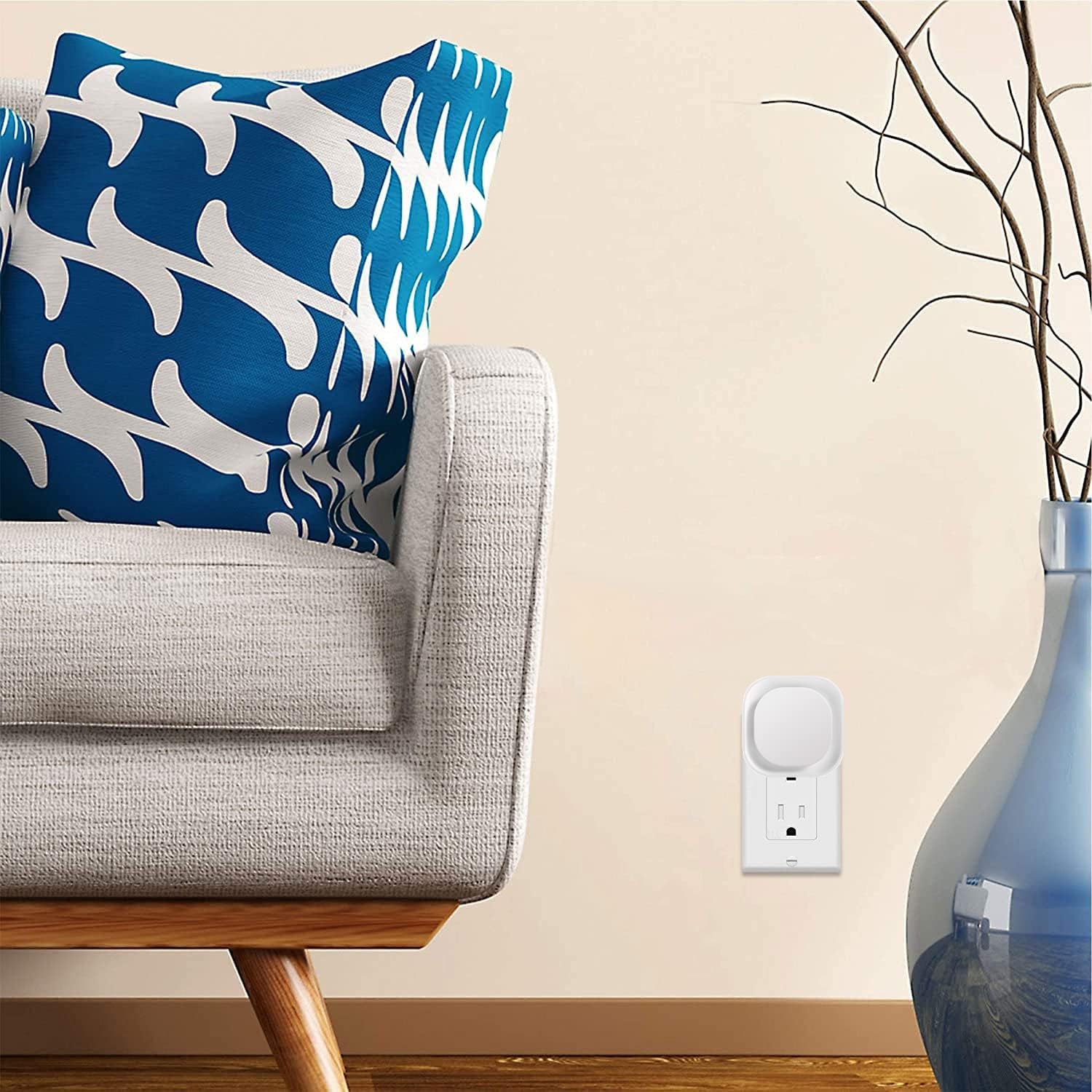 Thumbnail 5 de Lot de 2 veilleuses LED YUNLEX avec capteur crépusculaire et variateur à 3 niveaux (Azur)