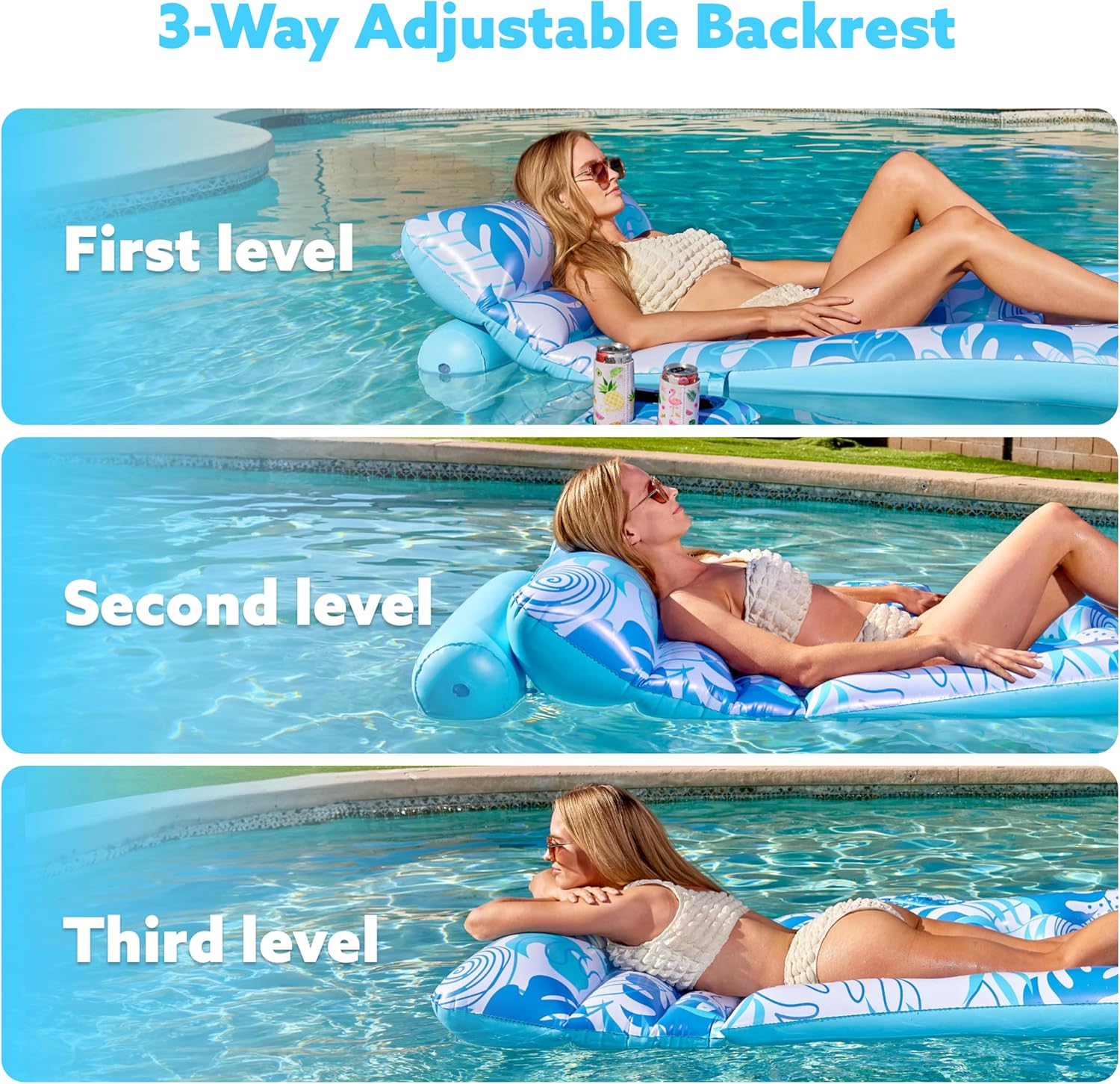 Thumbnail 1 de SLOOSH inflatable pool float for adults with adjustable backrest, cup holders and phone holder