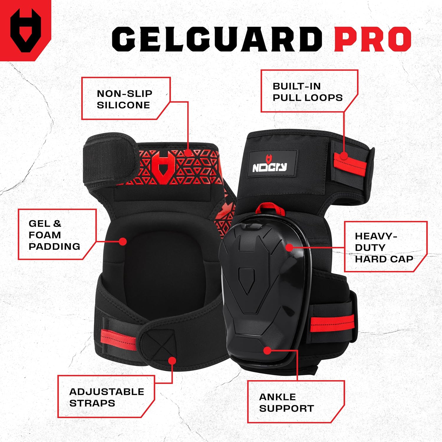 Detalle de NoCry GelGuard Pro Construction Knee Pads with Gel, Foam & Ankle Support