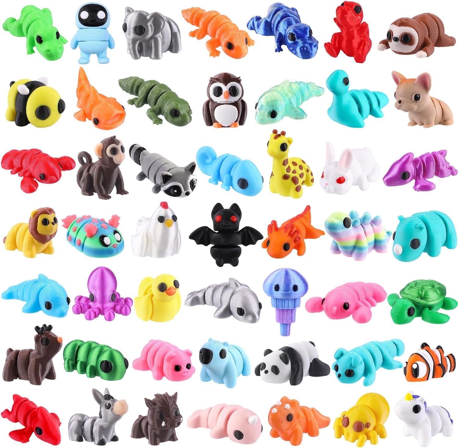 Detalle de Celltestria 50Pcs Mini 3D Printed Animals – Flexible, Colorful Kids' Tiny Figurines