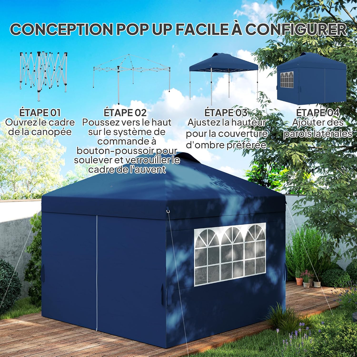Detalle de Outsunny Tonnelle pop-up 3 x 3
