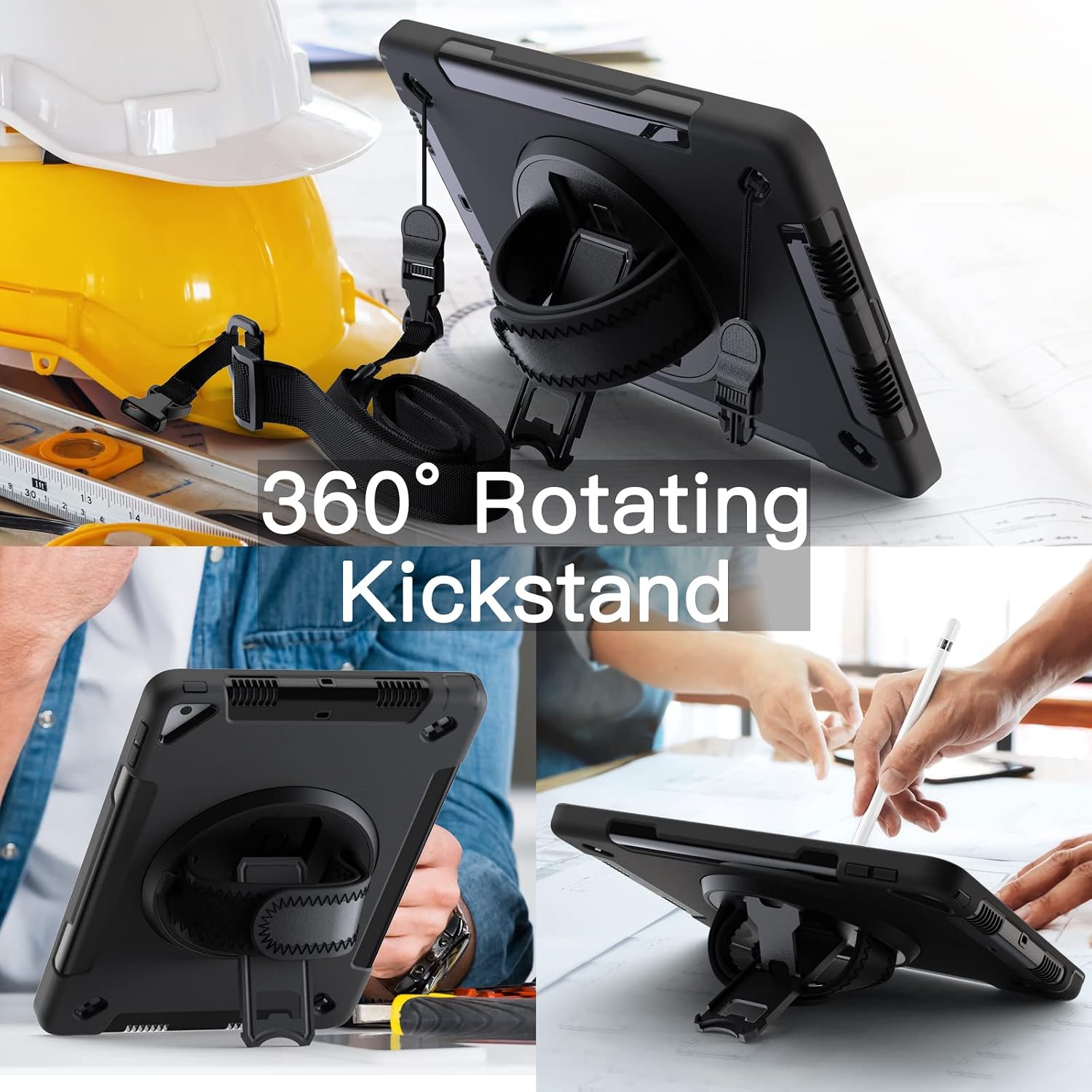 Detalle de JETech Robust fodral för iPad 10,2 tum, med skärmskydd och roterbart stativ