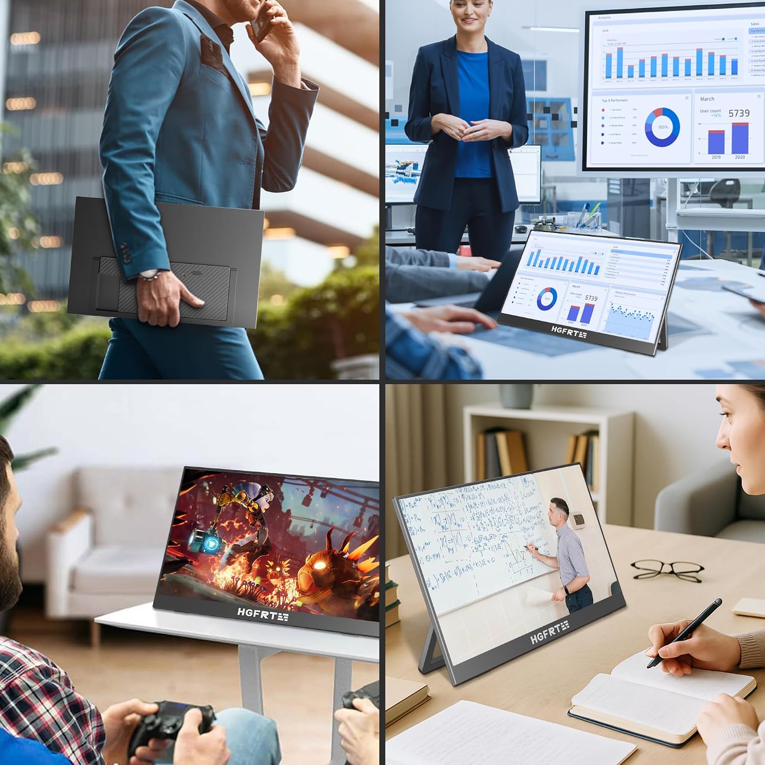 Thumbnail 6 de HGFRTEE Portable Monitor 15,6 Zoll (FHD 1920×1080) mit IPS, Kickstand und HDMI/USB-C