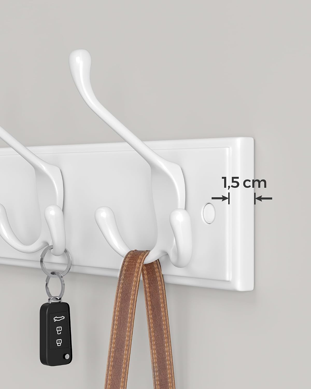Detalle 2 de SONGMICS Perchero de Pared 4 Ganchos