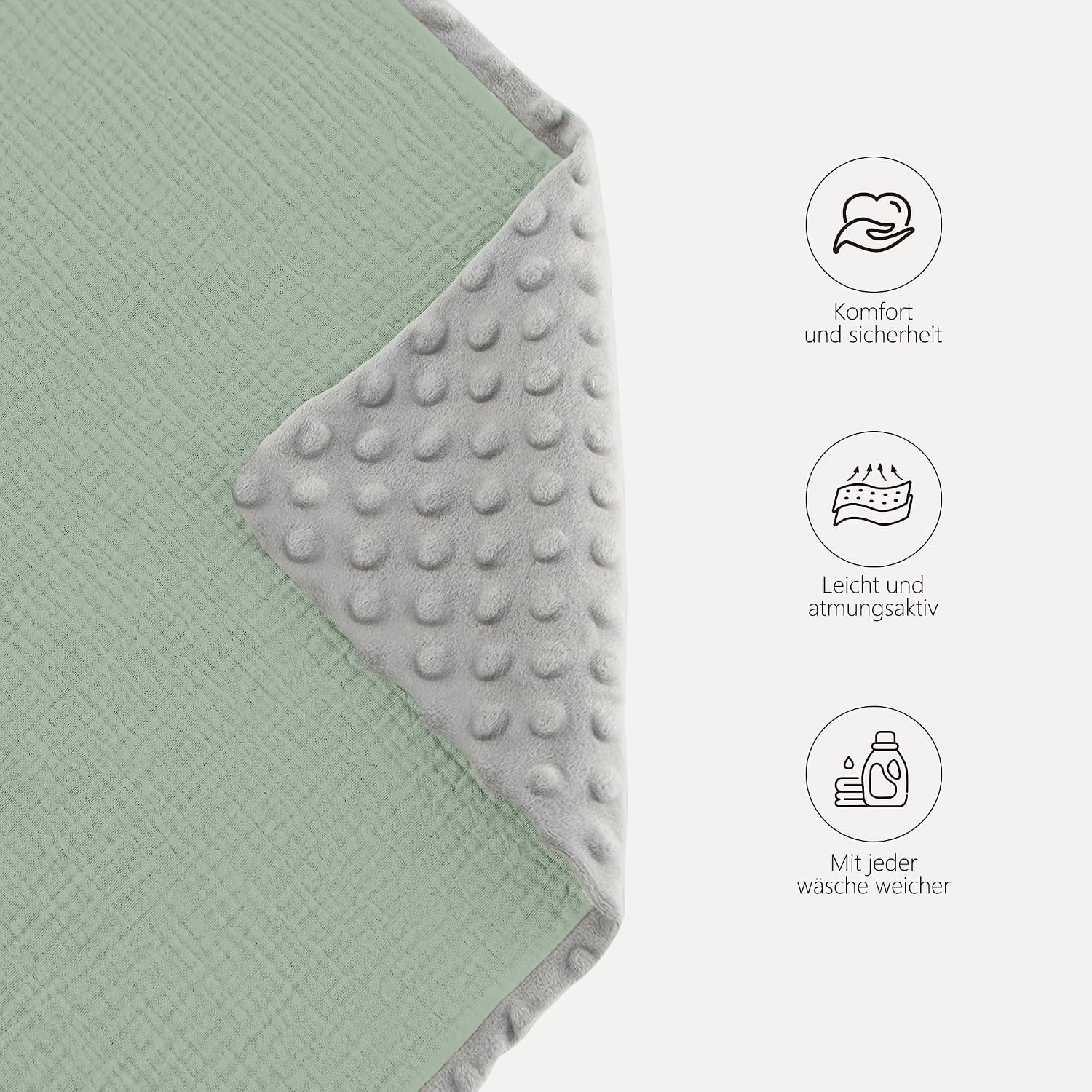 Thumbnail 1 de Susurration Couverture enveloppante Bébé – Chancelière 90 × 90 cm Vert pour Poussette, Landau et Siège Auto