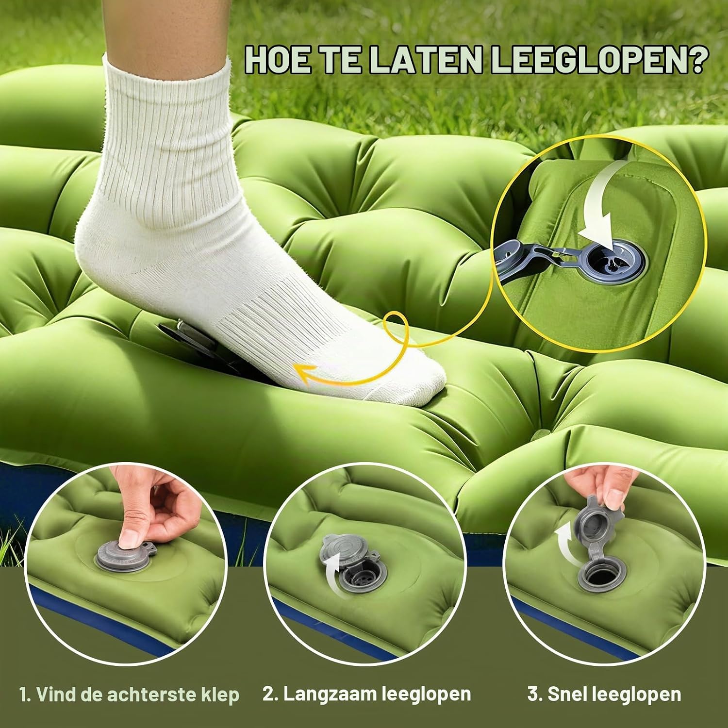Detalle 1 de WIKNOT CQCD Isomat campingmatras 195 x 70 x 10 cm met voetpomp en kussen