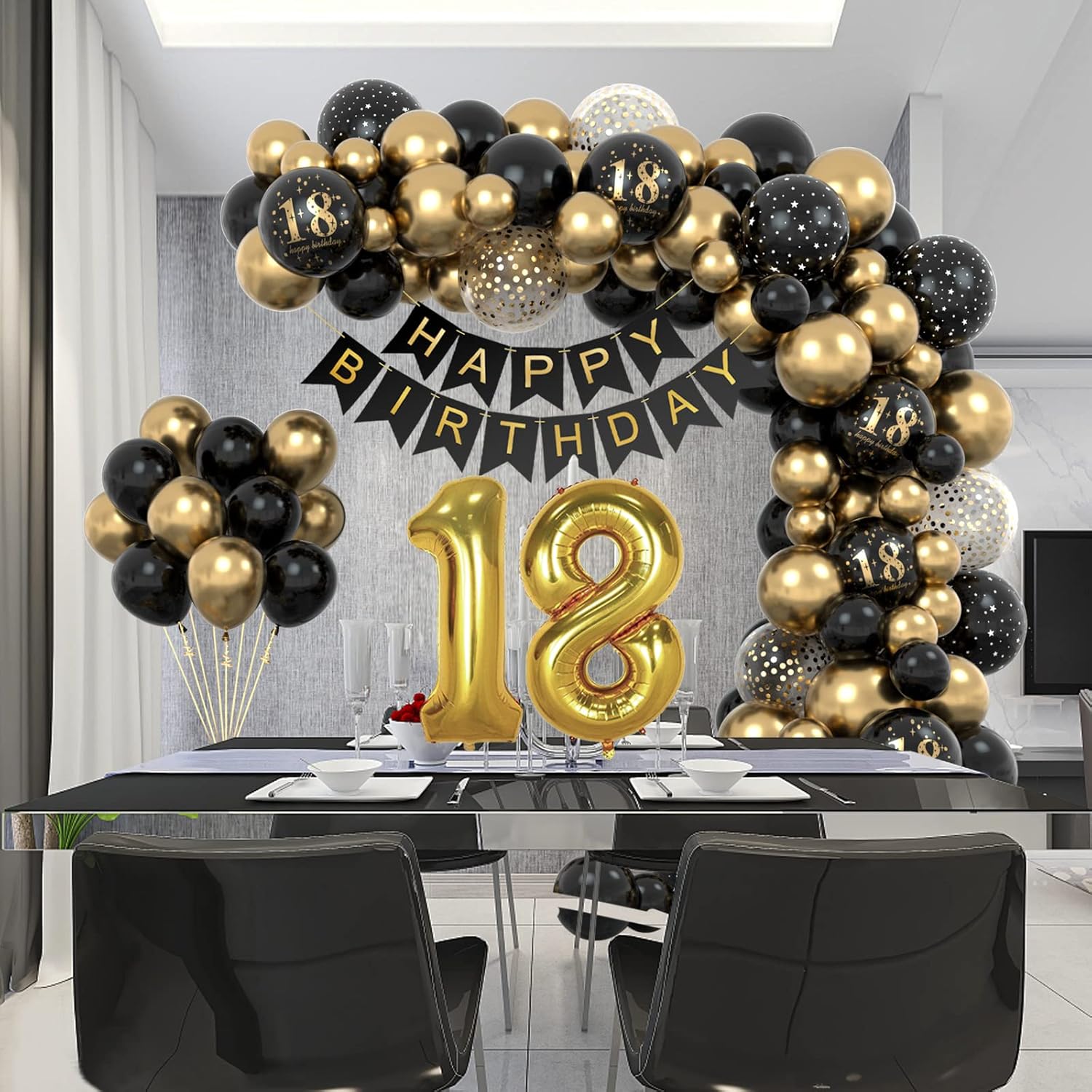 Thumbnail 1 de 18. Geburtstag Deko Set mit Ballons und Girlande 🎉