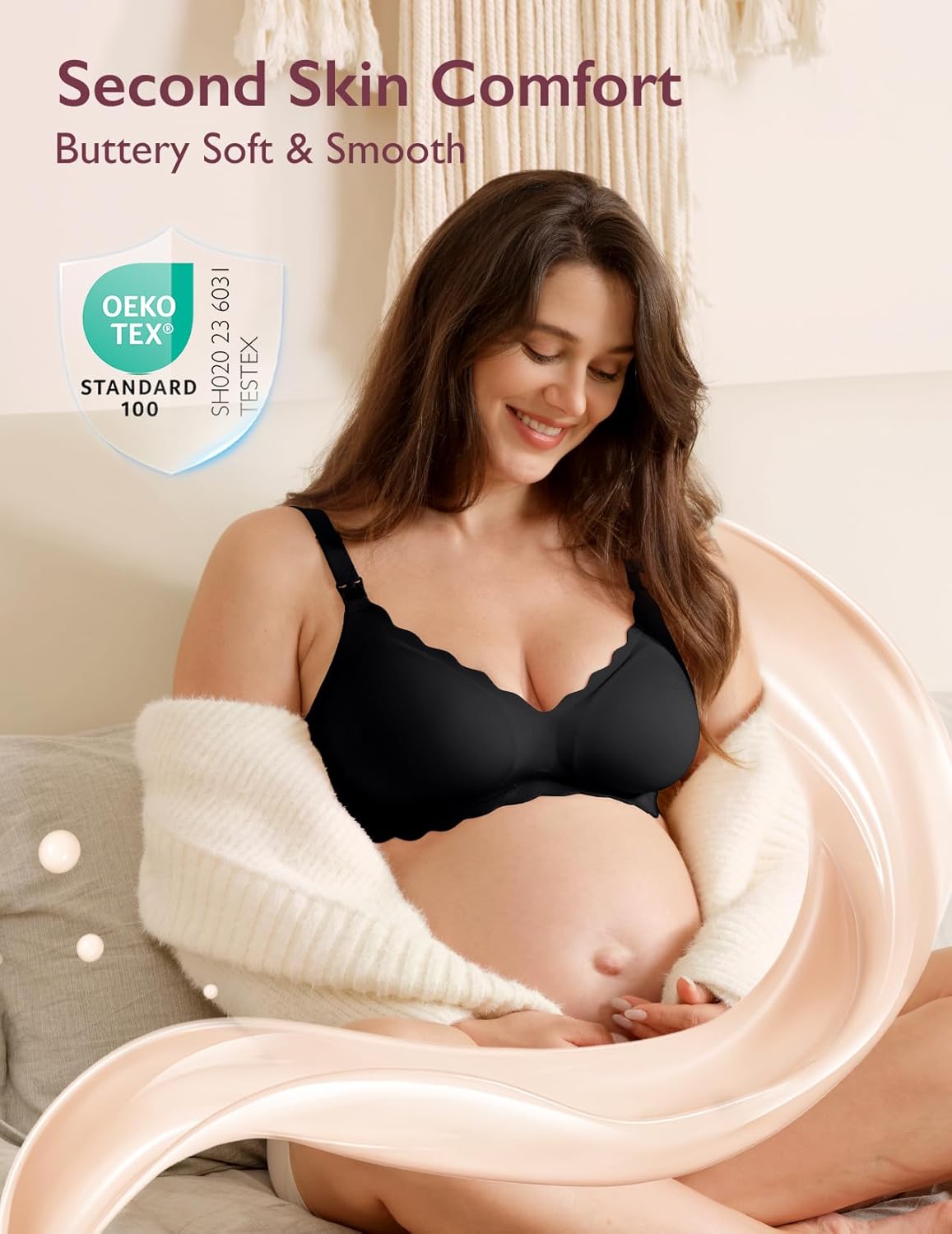Thumbnail 1 de momcozy Nursing Bras for Breastfeeding, Seamless Wireless Classic Jelly Strip Support – Black