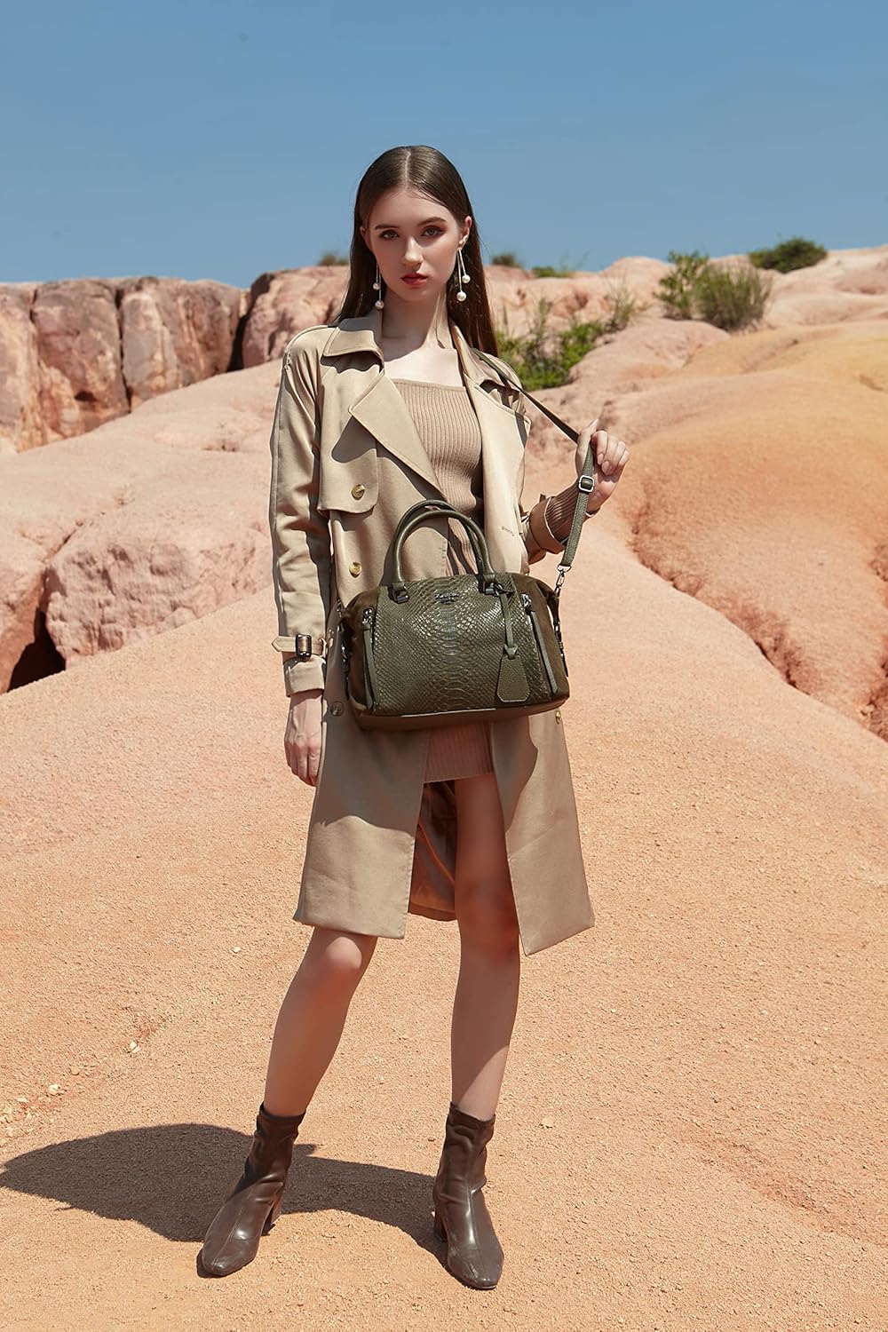 Thumbnail 2 de David Jones sac bowling femme gris façon serpente, bandoulière amovible