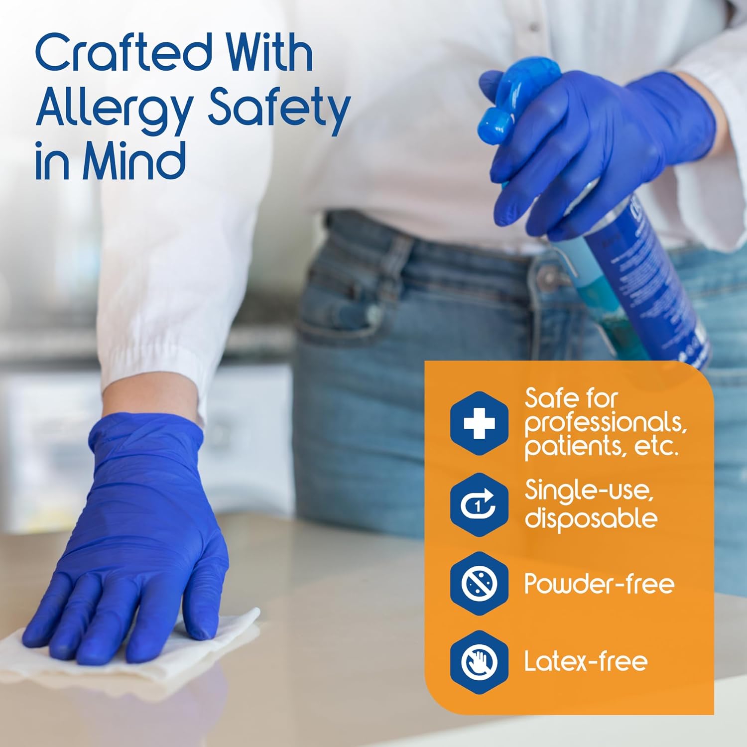 Thumbnail 3 de Inspire Cobalt Blue Nitrile Gloves 100-pack