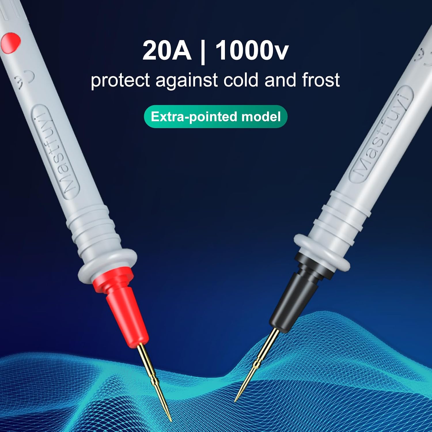 Detalle de Mastfuyi Messleitungen – Weiche Silikonprüfspitzen, 20A/1000V CAT III & 600V CAT IV, kompatibel mit vielen Multimetern