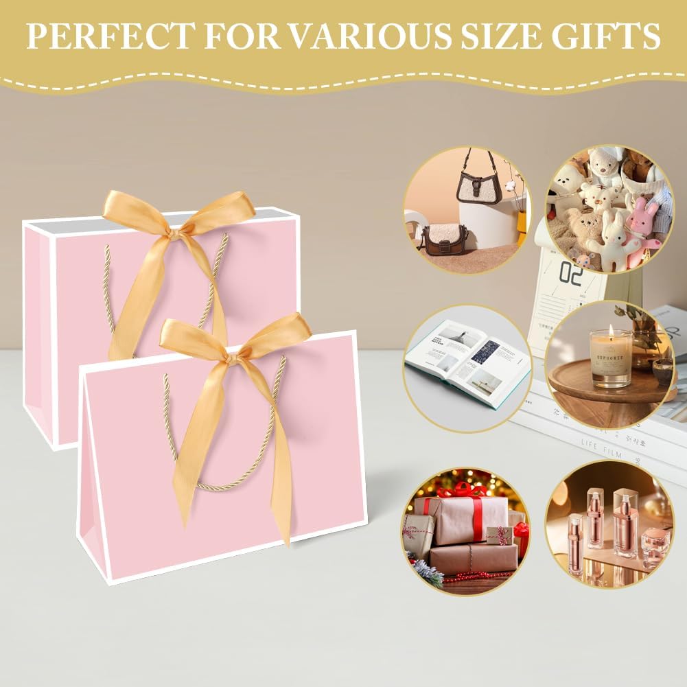 Thumbnail 4 de AMFUN 1 middelgrote roze papieren geschenkzakjes met handvatten, set van 2