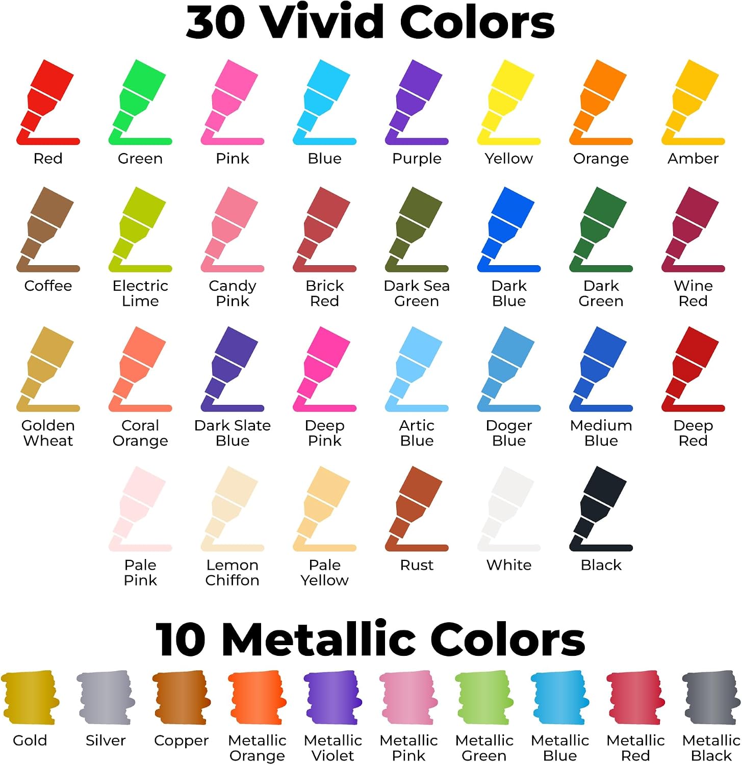 Thumbnail 1 de Chalkola Chalk Pens pack of 40 (Neon, Classic & Metallic) – extra fine 1mm liquid chalk markers for non-porous surfaces