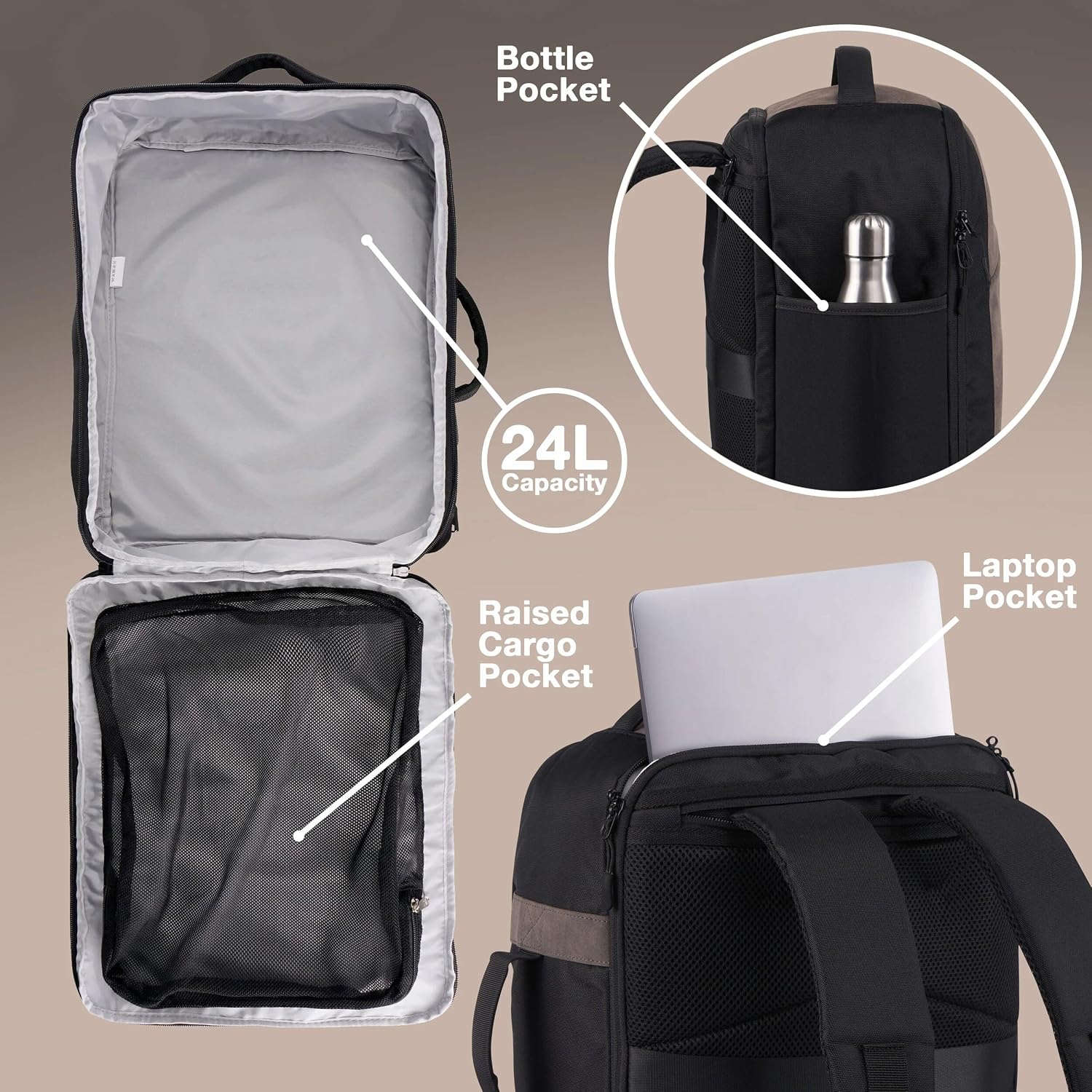 Detalle de Cabin Max Manhattan 24L 40x30x20 Cabin Bag Backpack review