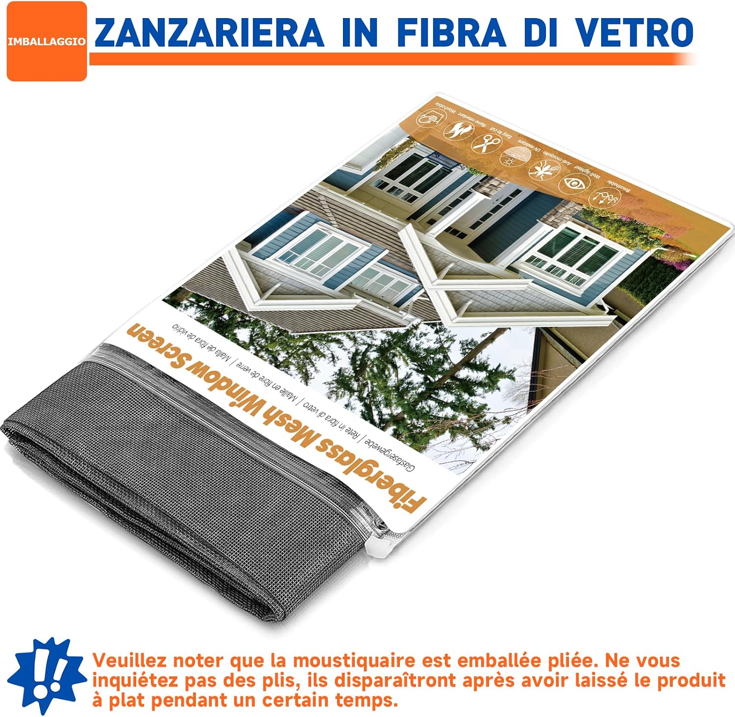 Thumbnail 4 de HOFUDON Rete Zanzariera Finestre 120 x 250 CM in Fibra di Vetro – facilità di taglio, protezione efficace e design versatile
