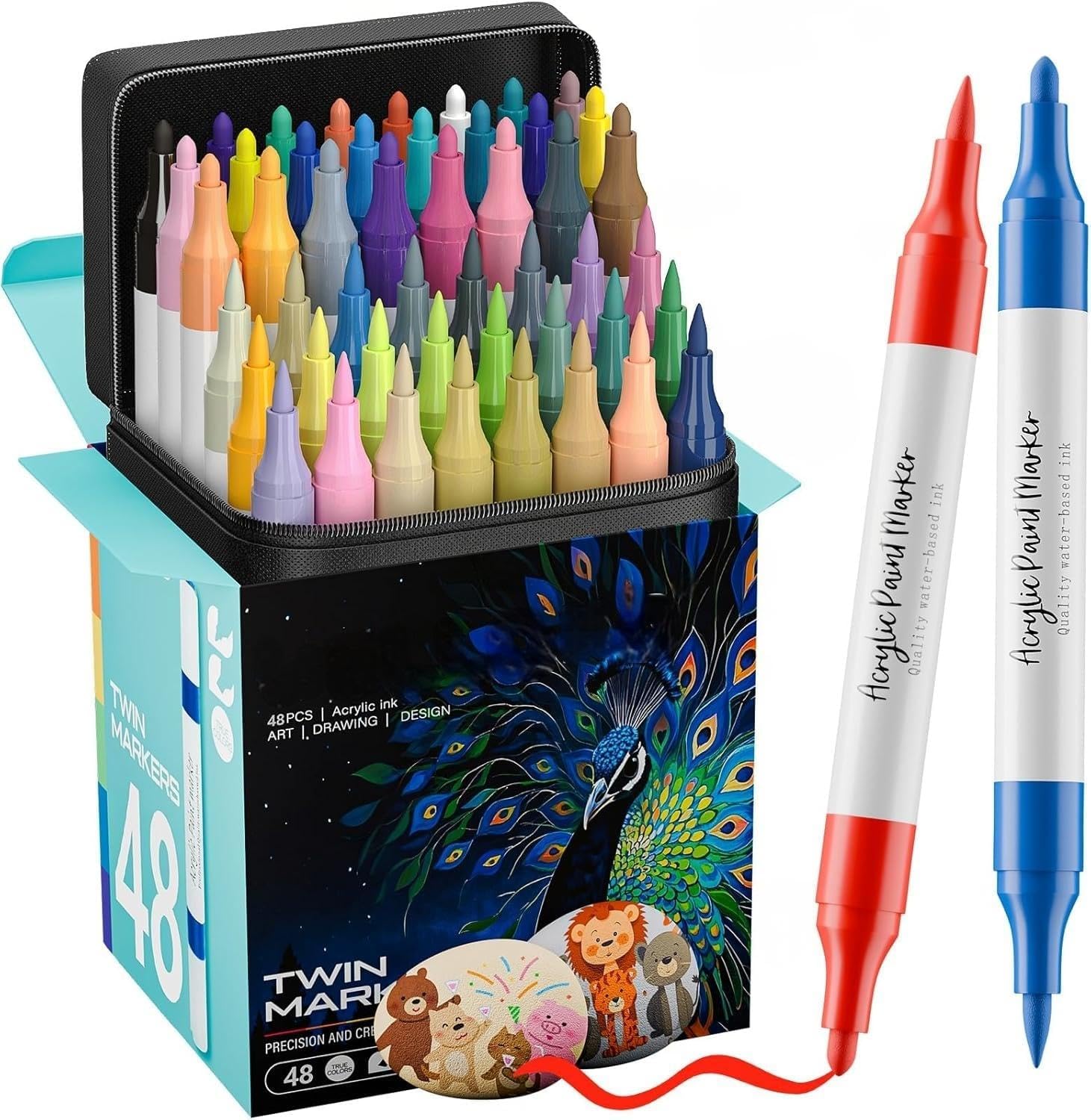 Imagen de Kitire Acrylic Paint Pens, 48 Colors Dual Tip Acrylic Markers en OfertitasTOP