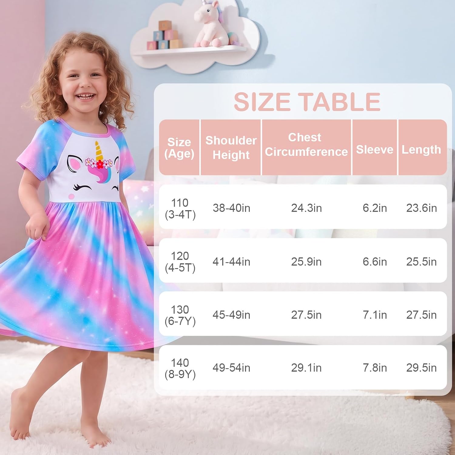 Thumbnail 6 de ICOSY Girls Nightgown Unicorn Dress 3T