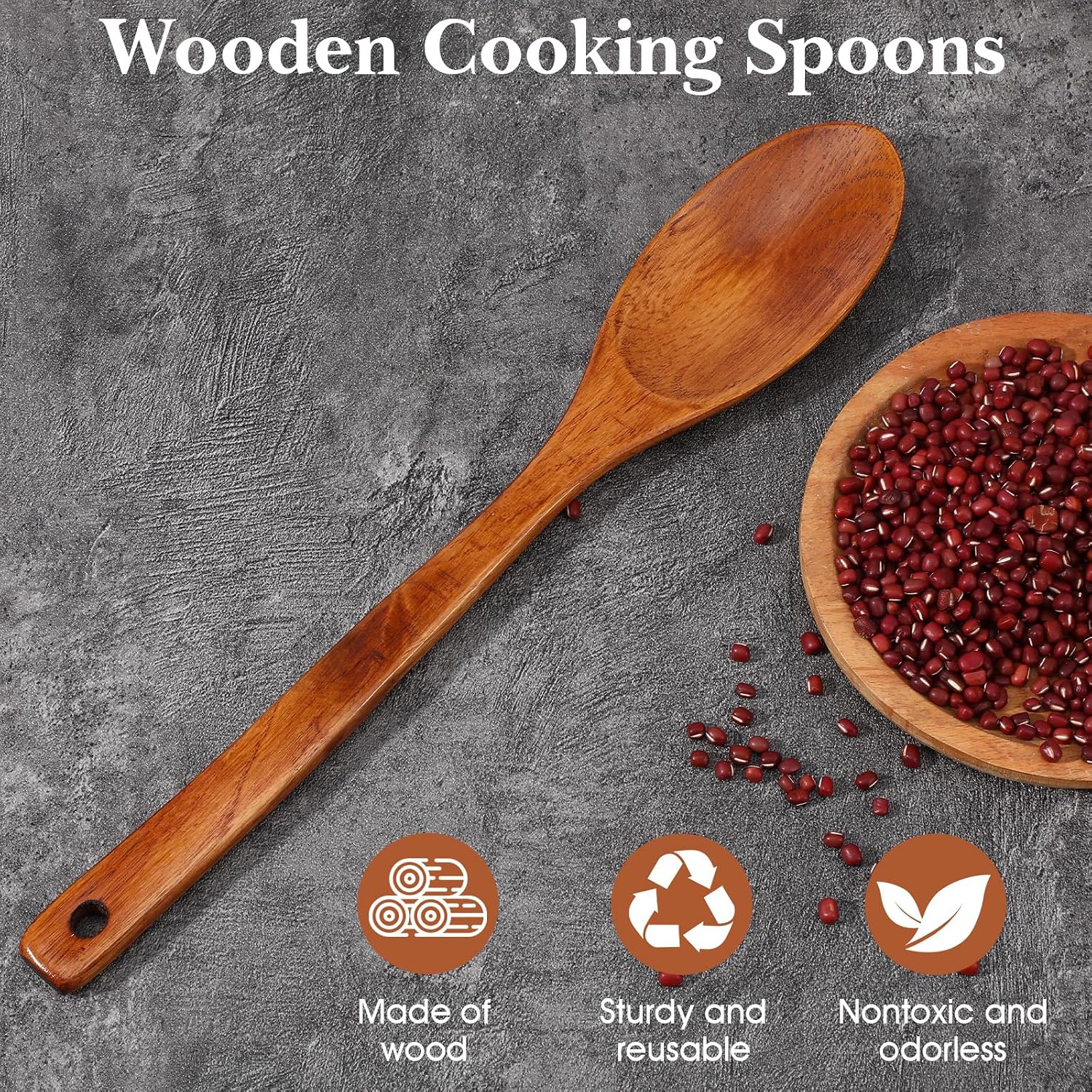 Thumbnail 6 de 2Pcs Large Wooden Spoons for Cooking – 12.8 Inch Long Handles
