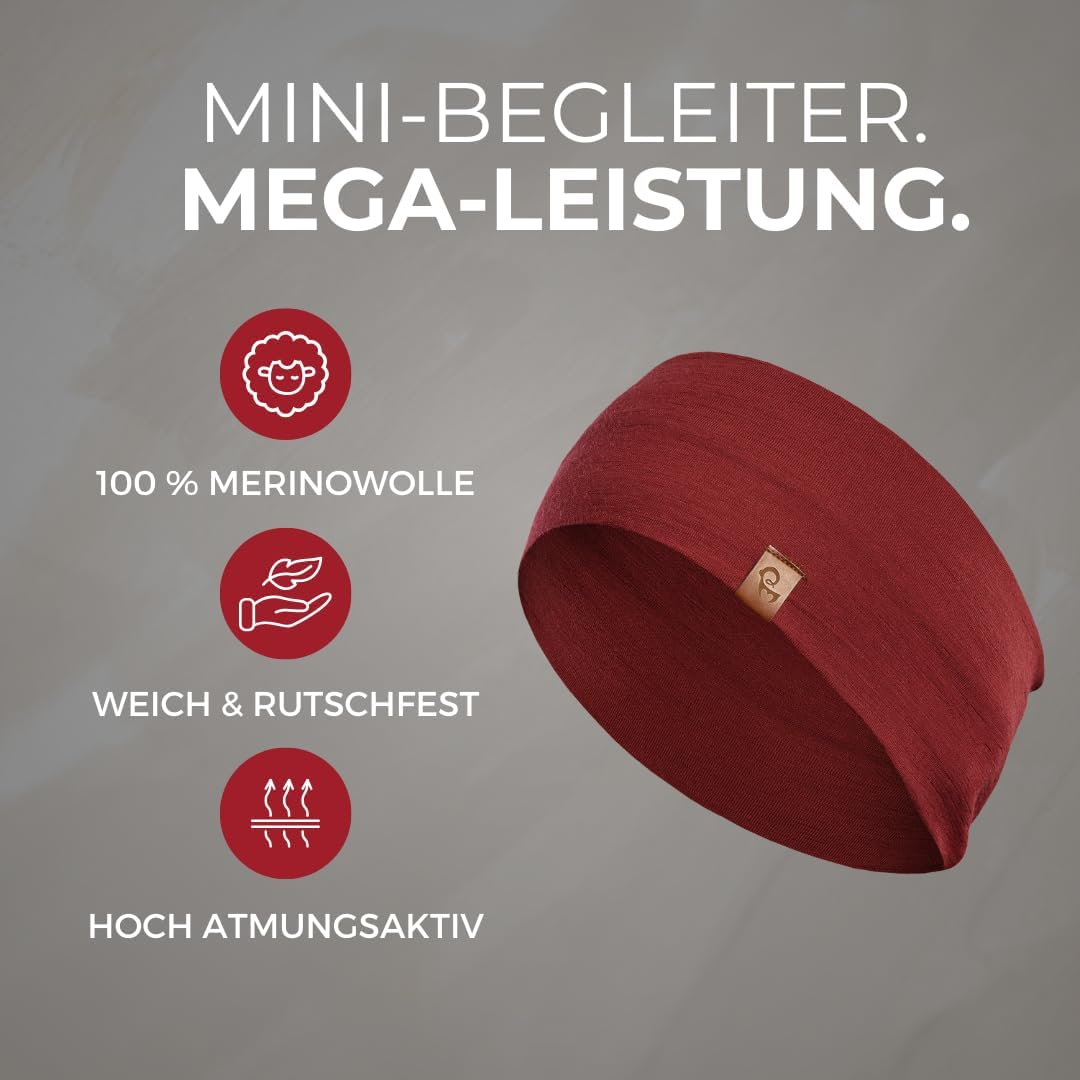 Detalle de menique dehnbare Sport-Yoga-Stirnbänder für Damen aus 100% Merinowolle