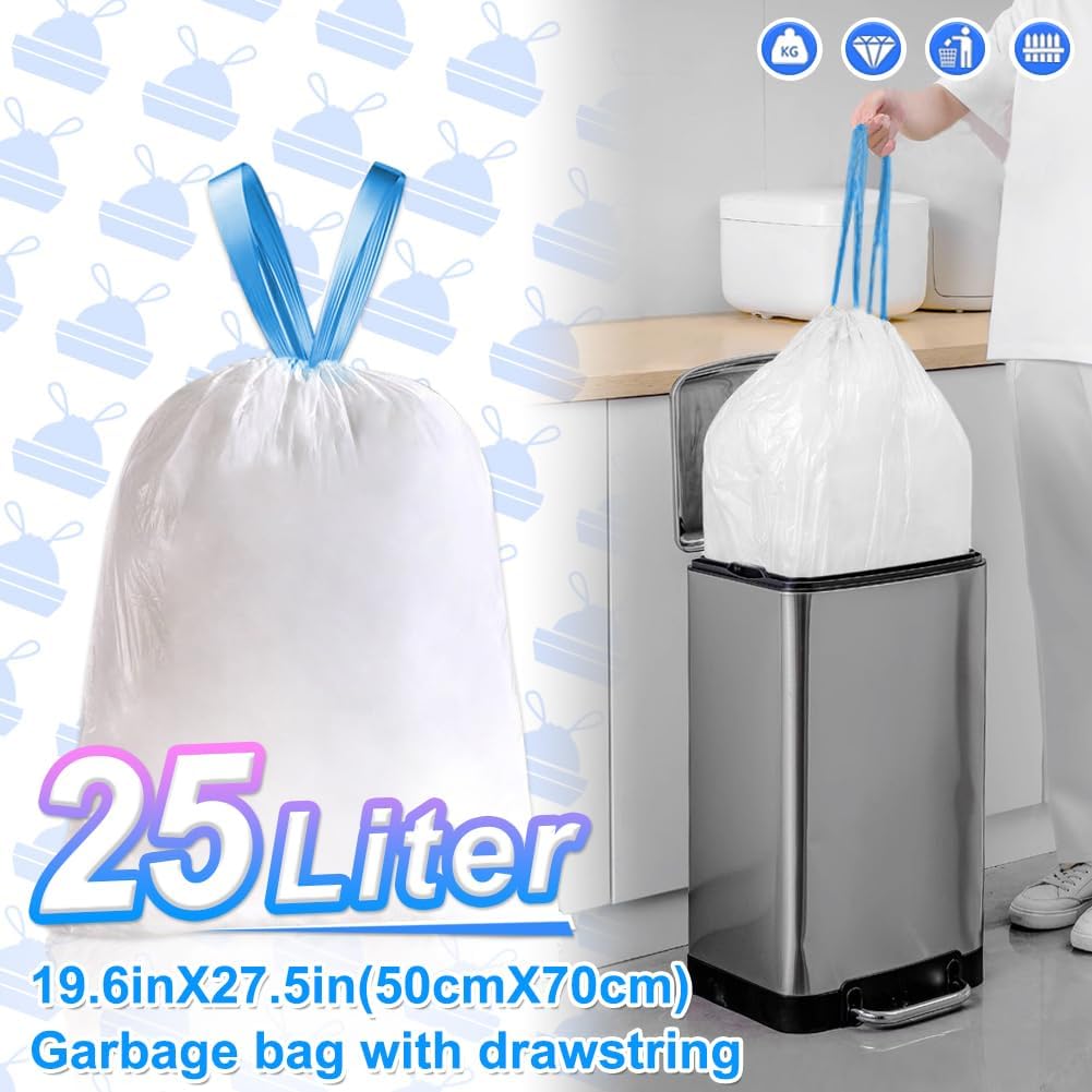 Detalle 2 de AOSULI 25L Bin Liners with Drawstring Tie Handle 🗑
