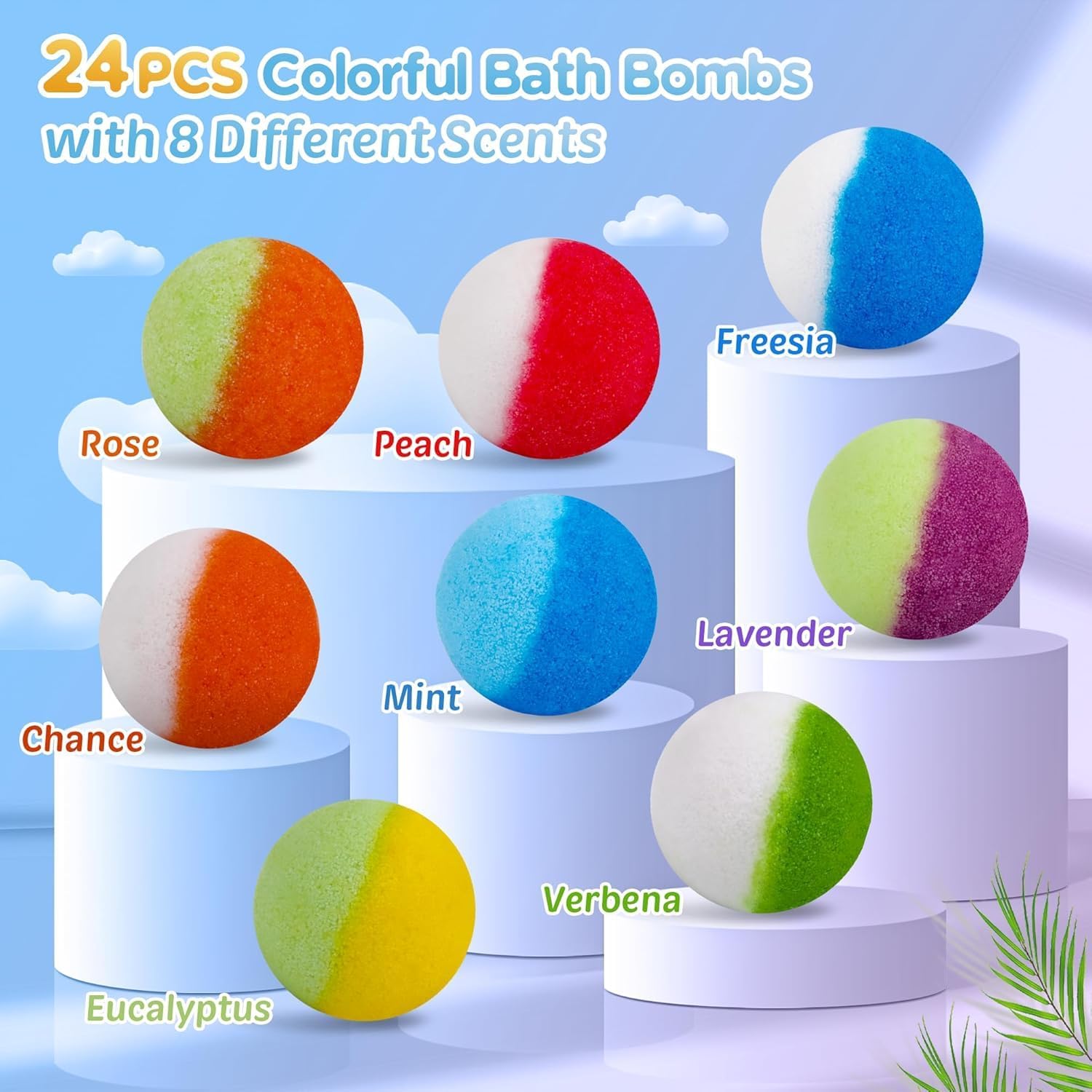Detalle de Bath Bombs for Kids: 24 Glow‑In‑The‑Dark Surprise Bath Fizz with Natural Colour