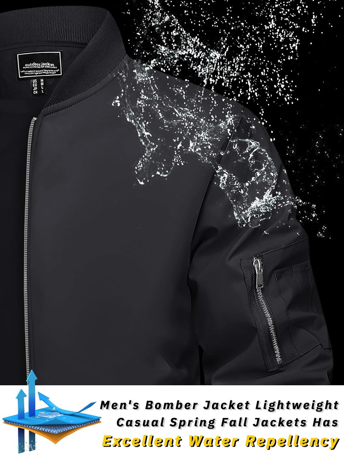 Detalle de TACVASEN Bomber Jacket Lightweight 1 Pocket