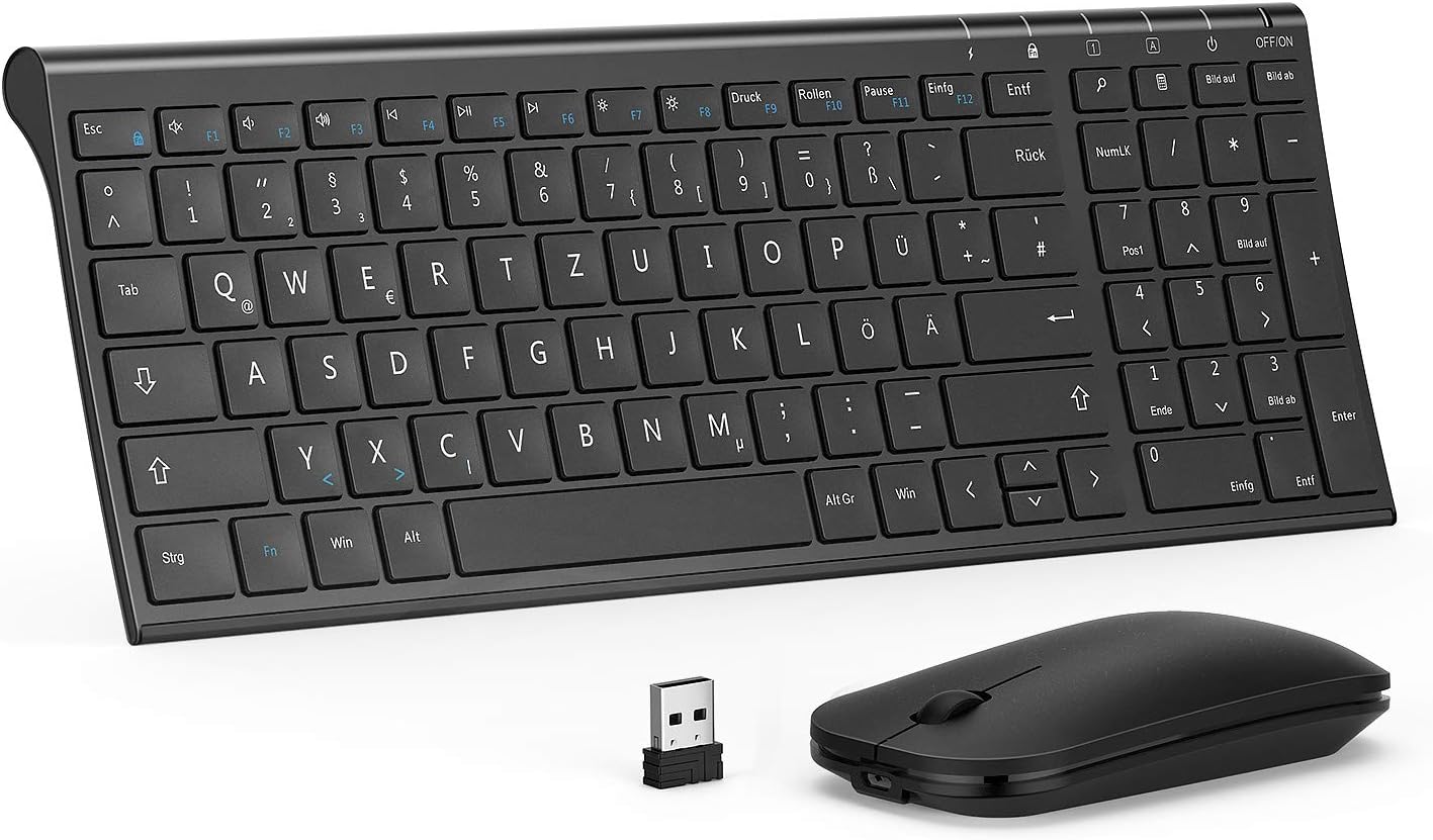 Detalle de seenda WGJP-031B Tastatur Maus Set Kabellos – ultraslimes Aluminiumgehäuse, 80%-Format mit vollem Nummernblock