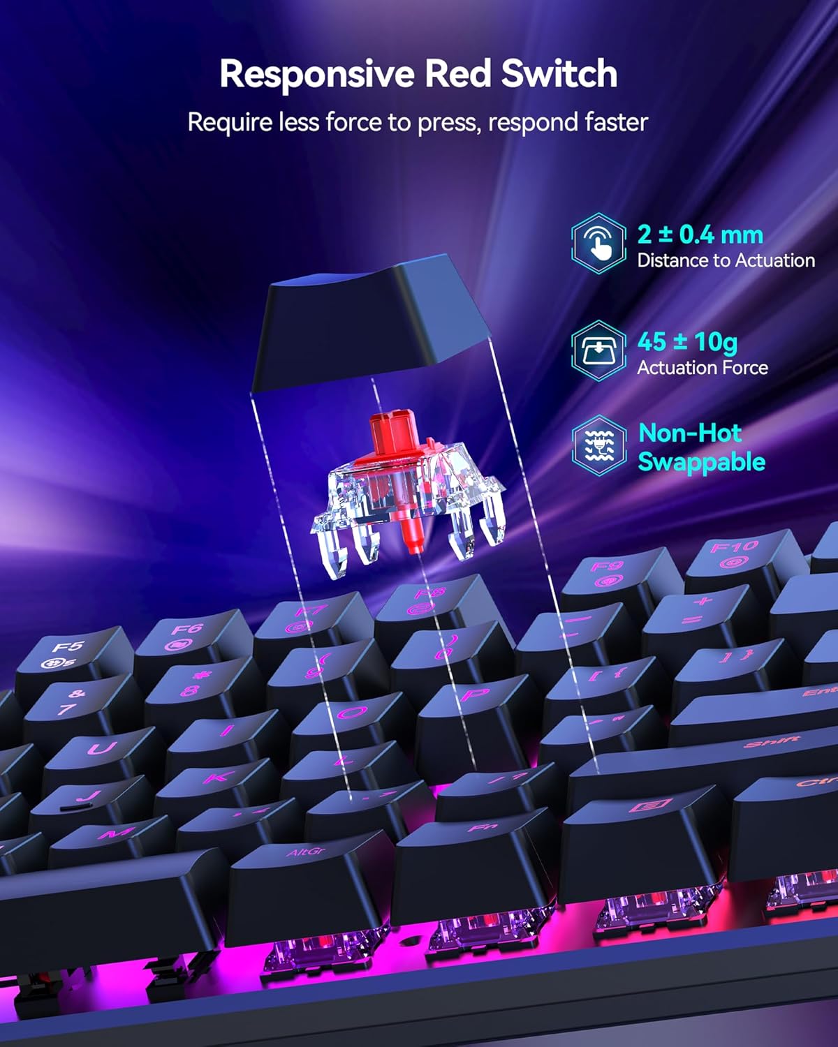 Thumbnail 2 de TECKNET Mechanical Gaming Keyboard 109 keys ⌨