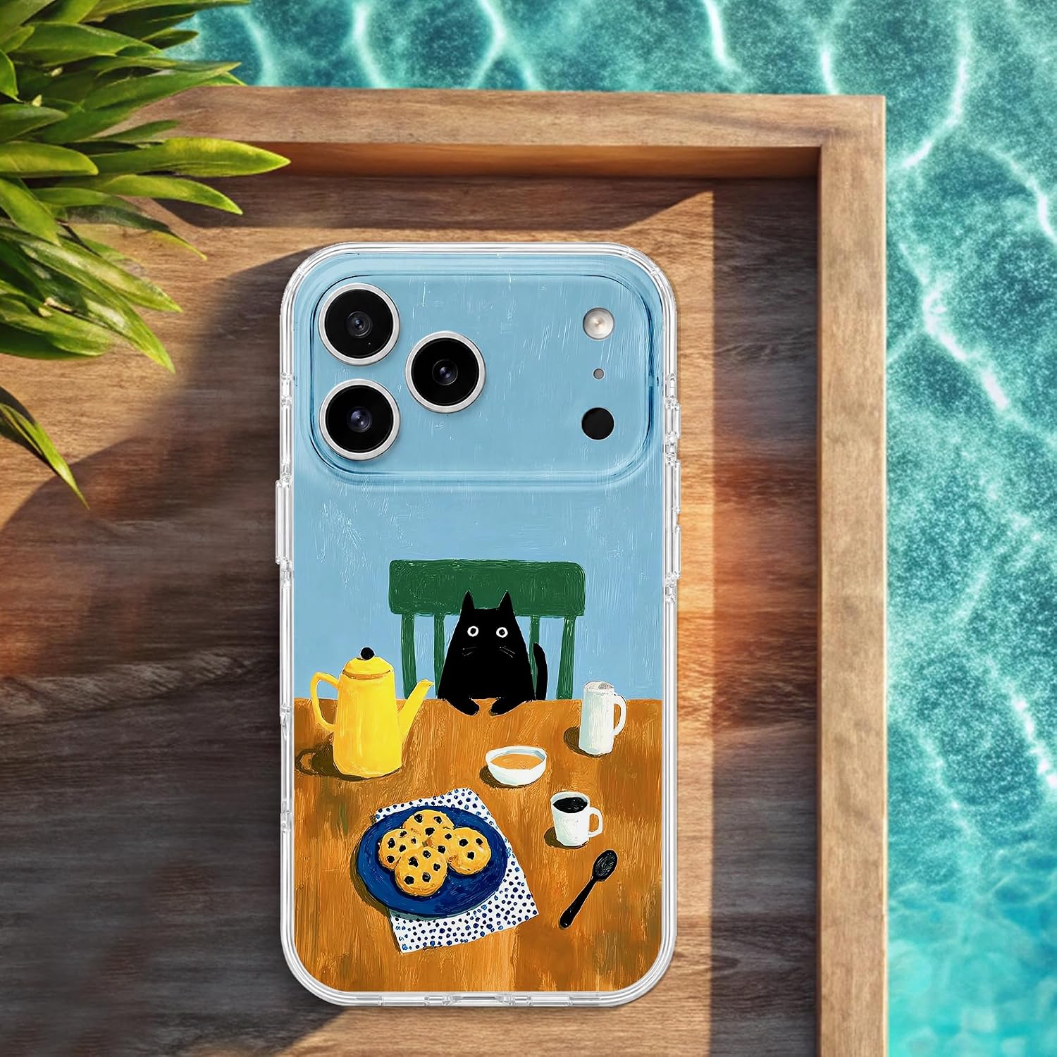 Detalle 1 de GEQCDBN iPhone 17 Pro TPU Case with Cat Afternoon Tea Print