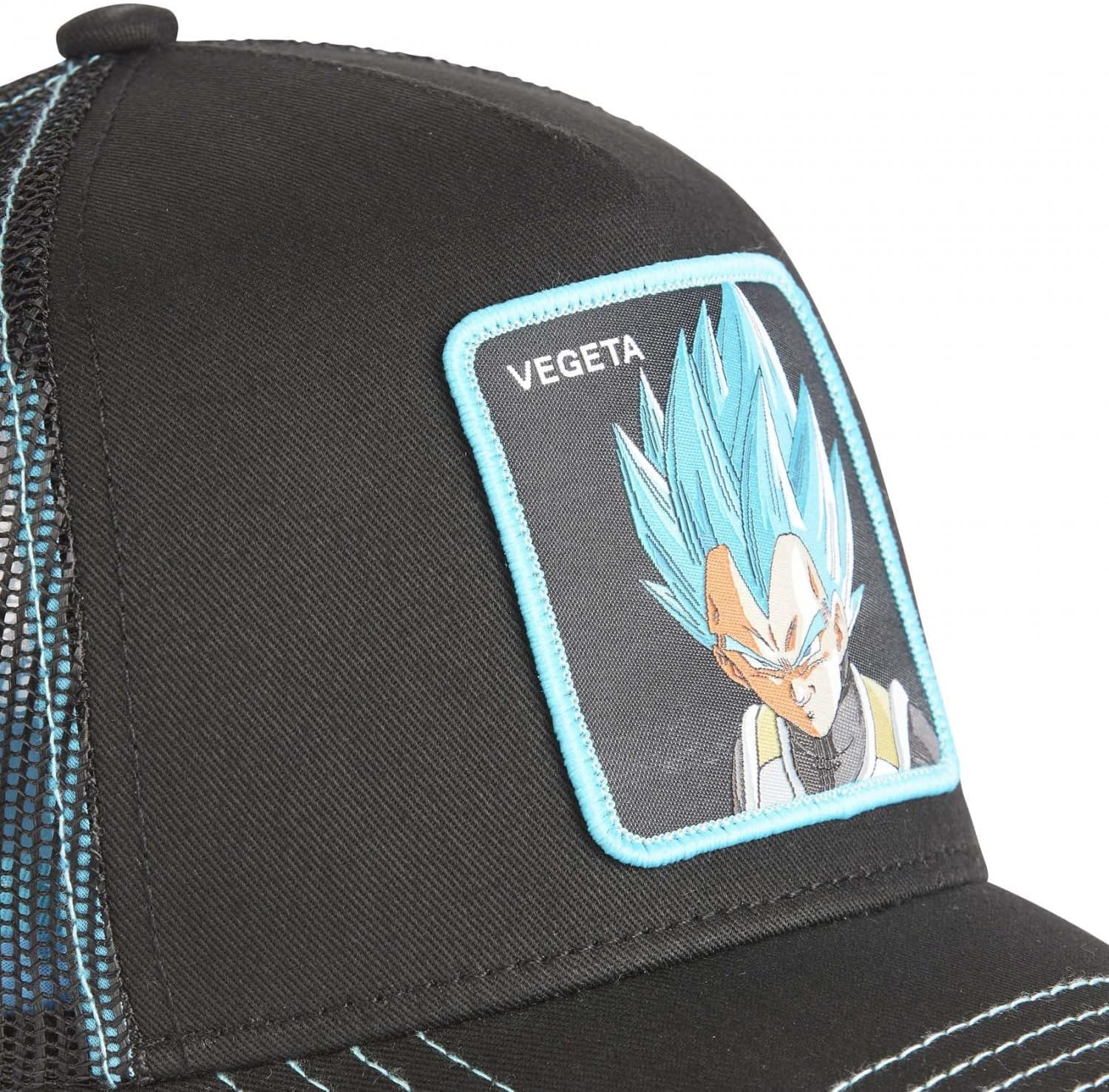 Detalle de Capslab Vegeta Dragon Ball Z Nero Turchese – Berretto da camionista regolabile