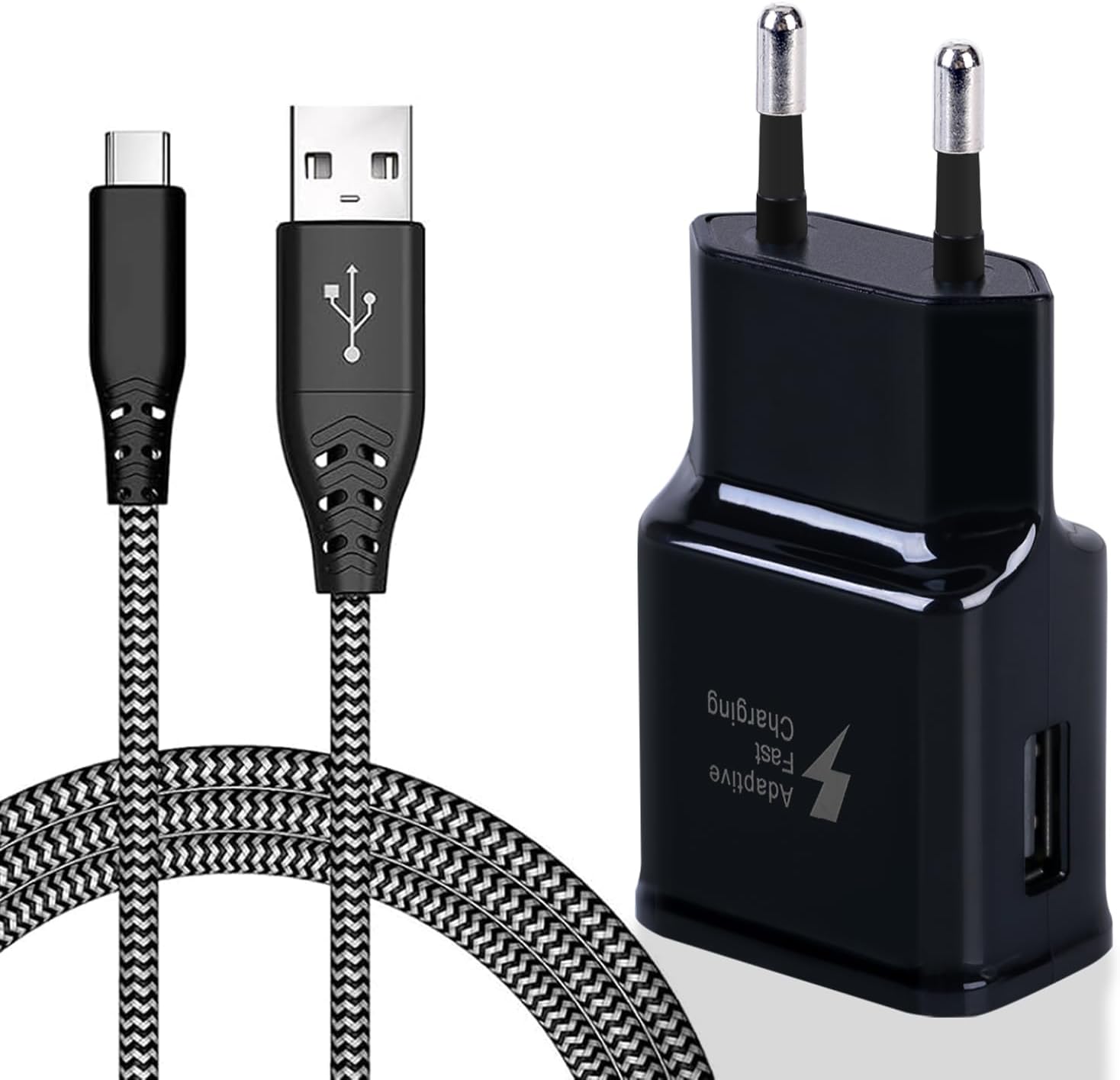 Detalle de Powesky caricabatterie USB per Samsung con cavo USB-C da 2 m, compatibile con S21/S20/S10 e serie A