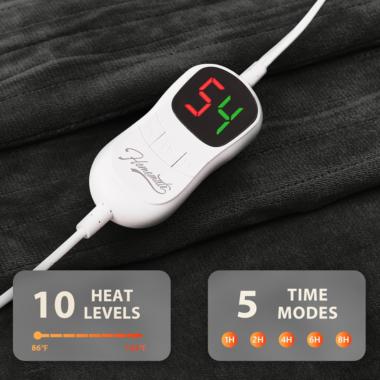 Thumbnail 3 de Homemate Electric Heated Blanket (King Size) 100"x90" Dual Control