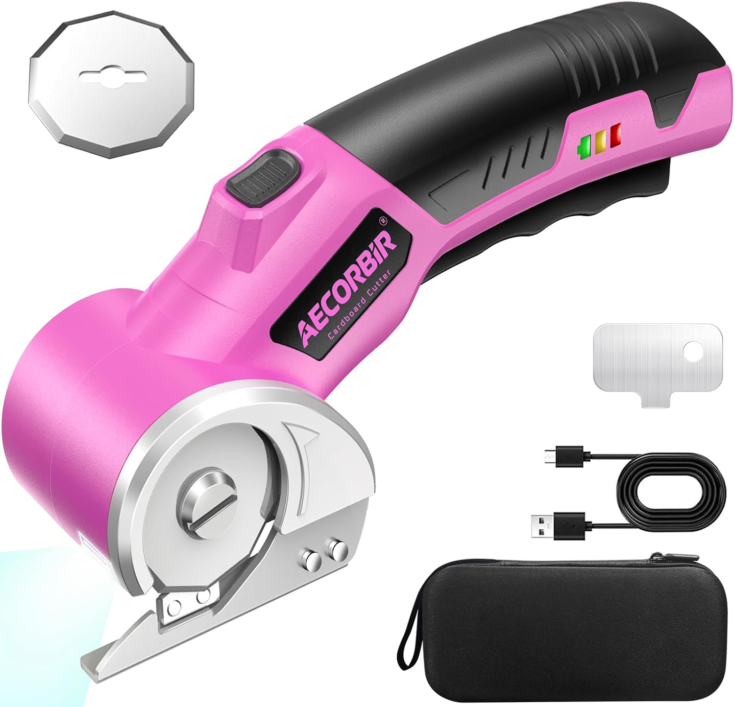 Aecorbir SM-5001 Cordless Electric Scissors, 4V, 3,000mAh, LED, Pink