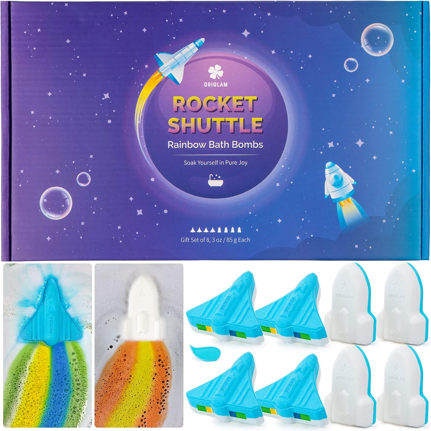 Detalle 2 de ORIGLAM Rainbow Bath Bombs for Kids 85g