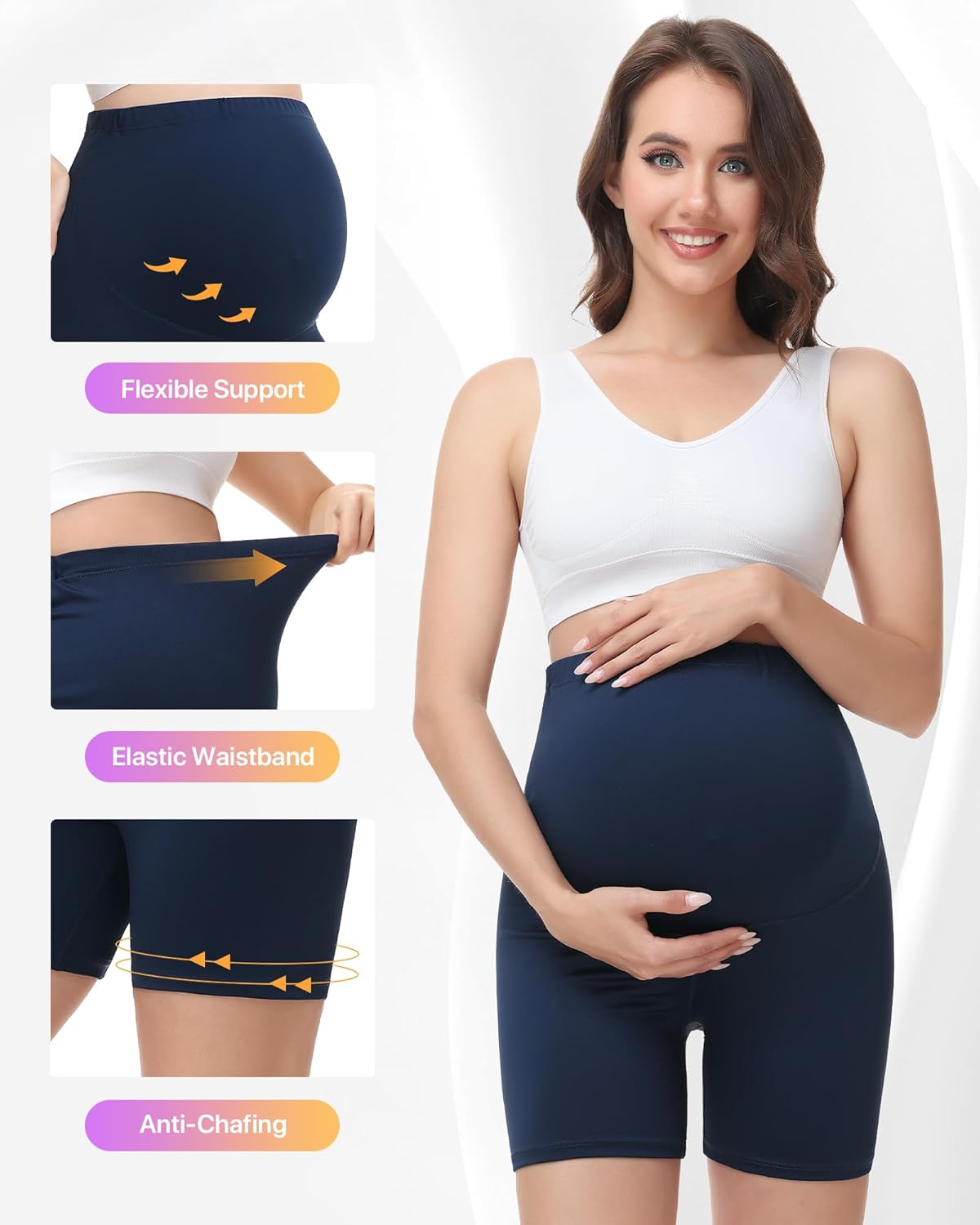Thumbnail 4 de SIMIYA Maternity Shorts Over Bump: Adjustable, Anti-Chafe High-Waisted Yoga Shorts