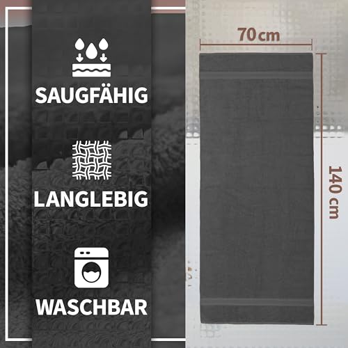 Detalle 2 de NatureMark Dusch-Handtuch 2er Pack Premium 70x140 cm – Anthrazit grau