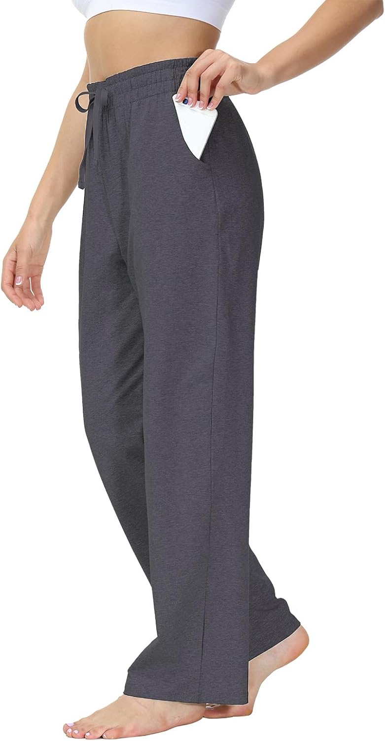 Detalle de HMIYA Jogginghose für Damen aus Baumwolle mit Elasthan, Taschen und geradem Bein